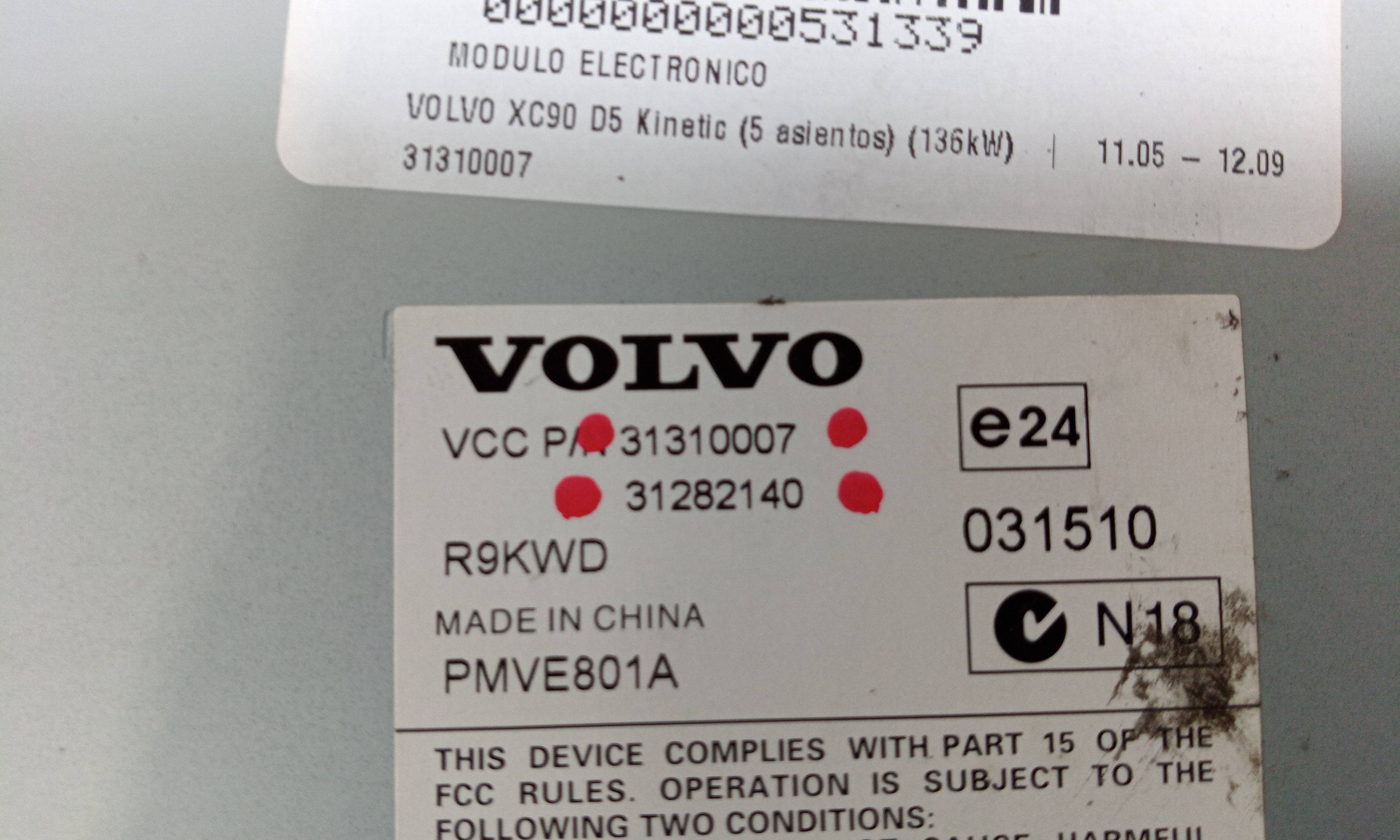 Módulo electronico D5244T4 31310007 de Volvo Xc90 i (275) 2002-2006 185 CV con 227000 km - pieza usada
