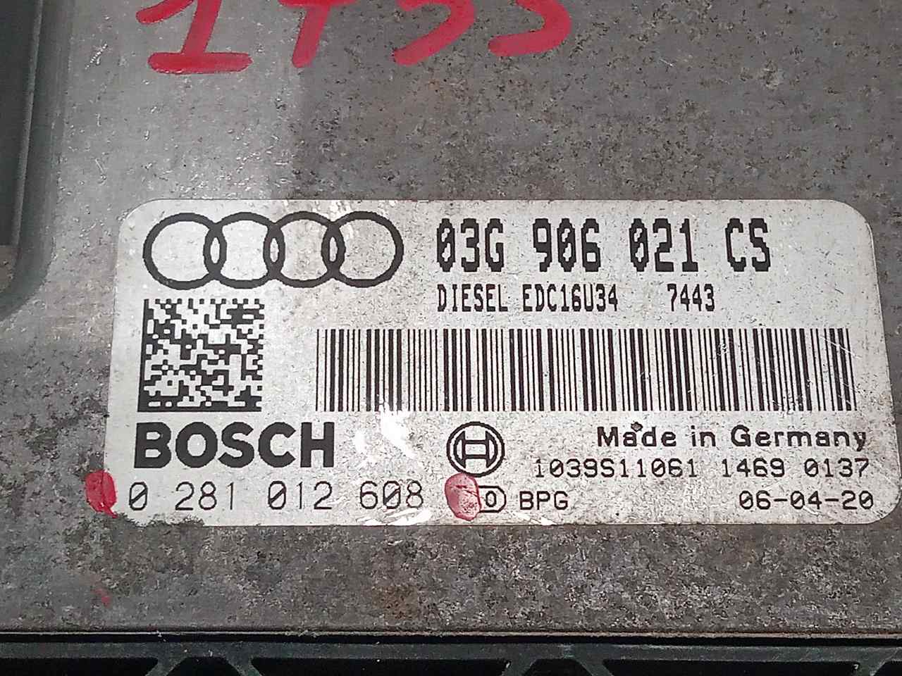 AUDI A3 8P (2003-2013) Μονάδα ελέγχου κινητήρα ECU 0281012608 23801115