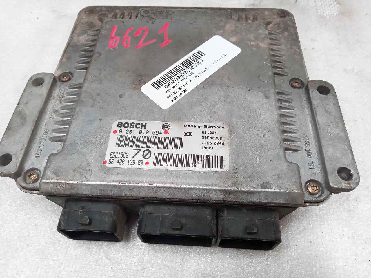 PEUGEOT 206 1 generation (1998-2009) Moottorin ohjausyksikkö ECU 0281010594 23801763