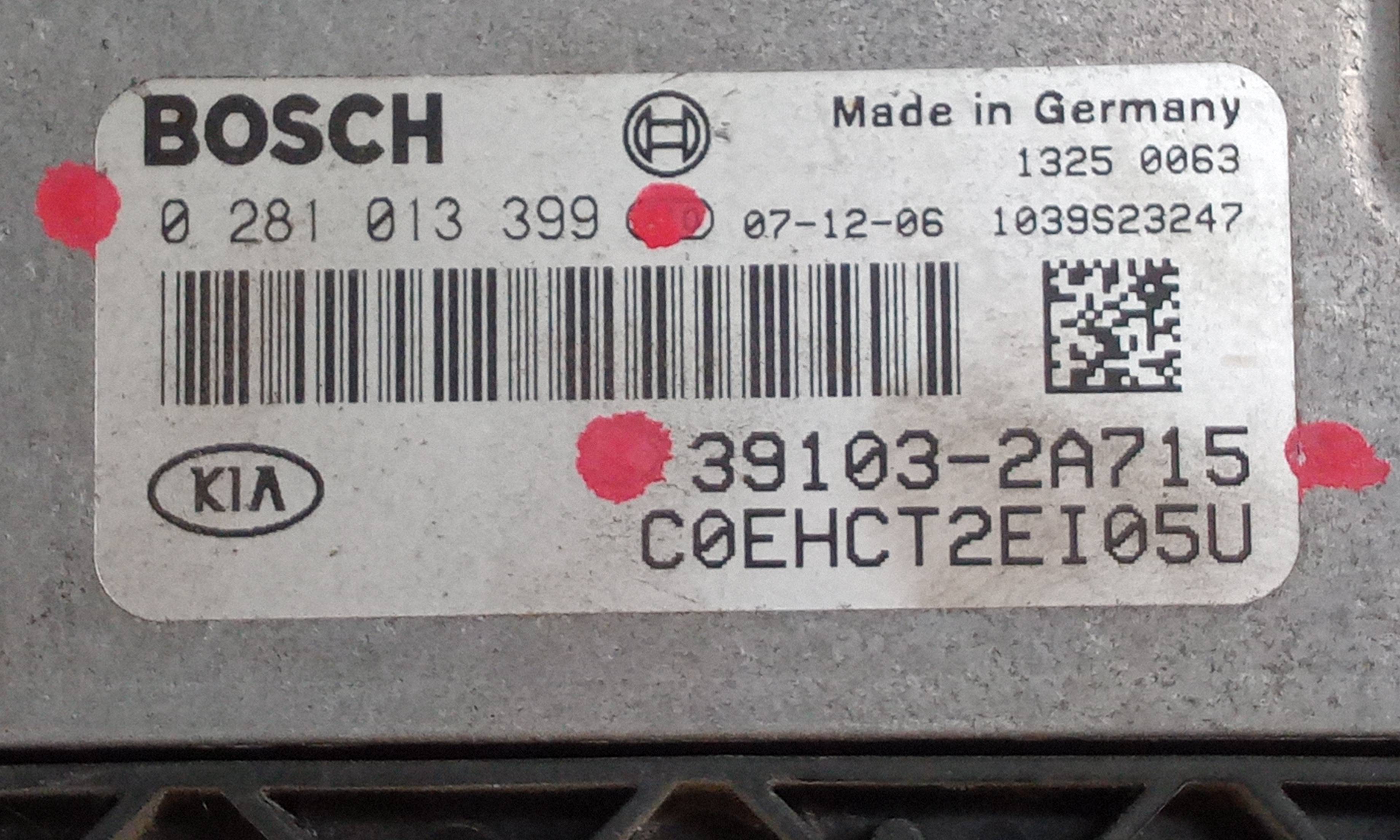 Centralina do motor 0281013399 de Kia Ceed (ed) 2006-2012 con 270000 km - pieza usada