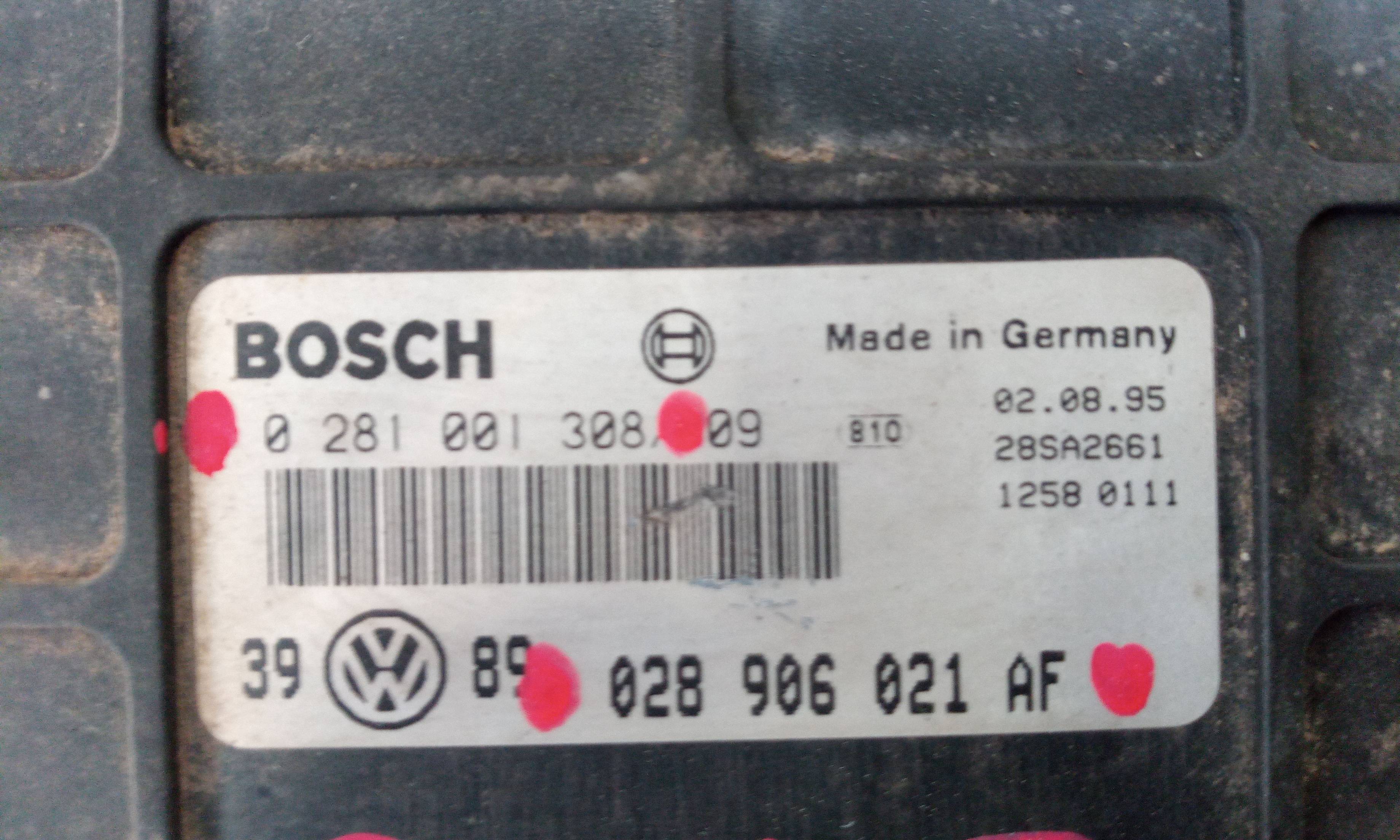 Centralita motor uce AKL 0281001308 de Volkswagen Golf iii (1h1) 1991-1997 - pieza usada