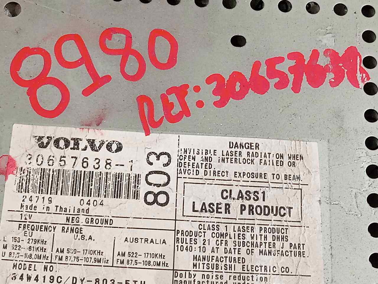 Sistema audio / radio cd 30657638 de Volvo Xc70 2011-2015 con 440000 km - pieza usada