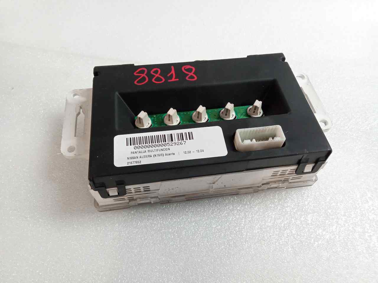 Pantalla multifunción K9K260 21677652 de Nissan Almera (n16/e) 2002-2004 - pieza usada