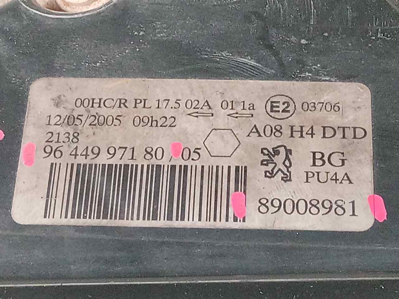 PEUGEOT 1007 1 generation (2005-2009) Front Høyre Frontlykt 9644997180 25240563