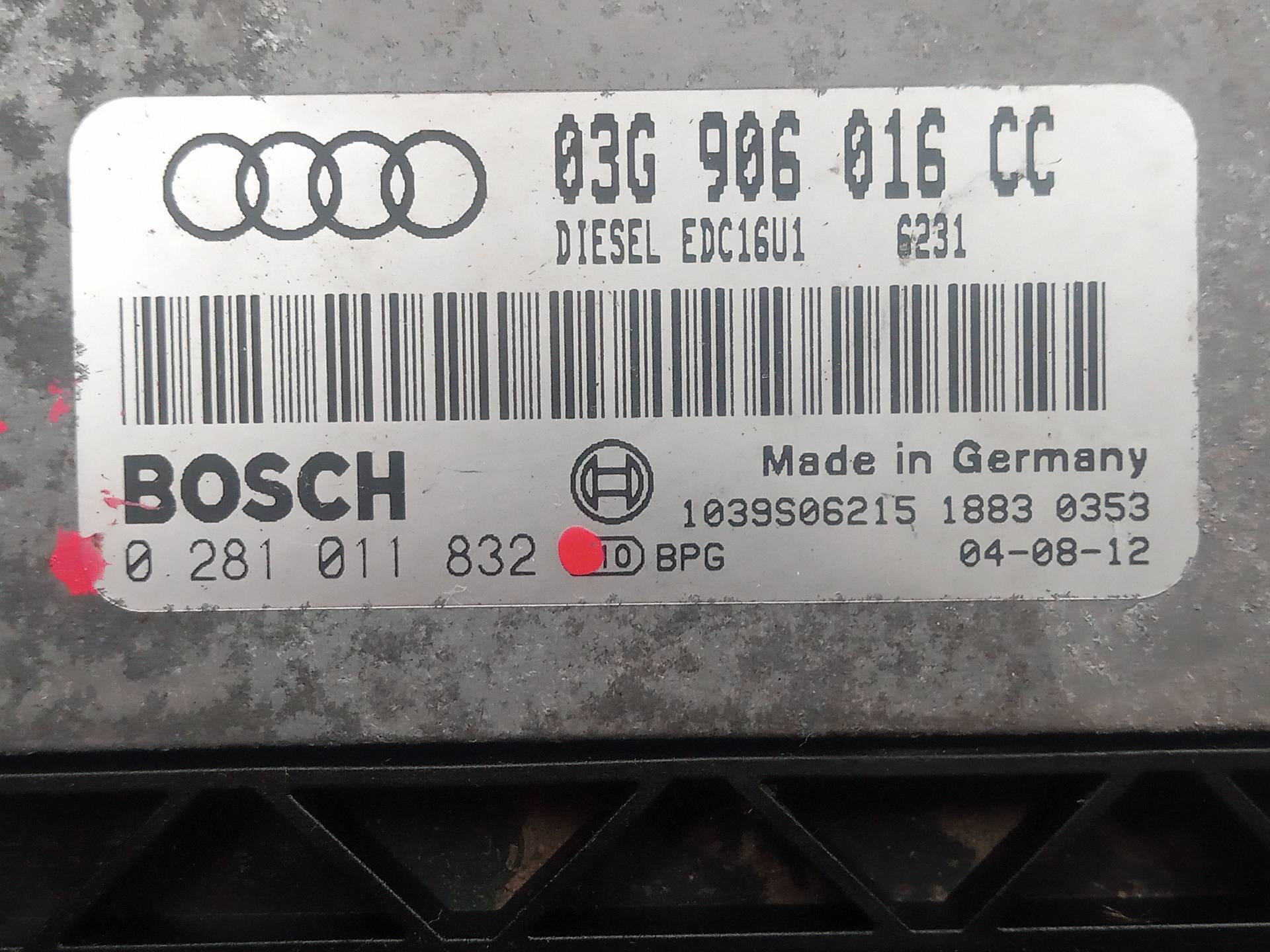 AUDI A3 8P (2003-2013) Μονάδα ελέγχου κινητήρα ECU 0281011832 23801076