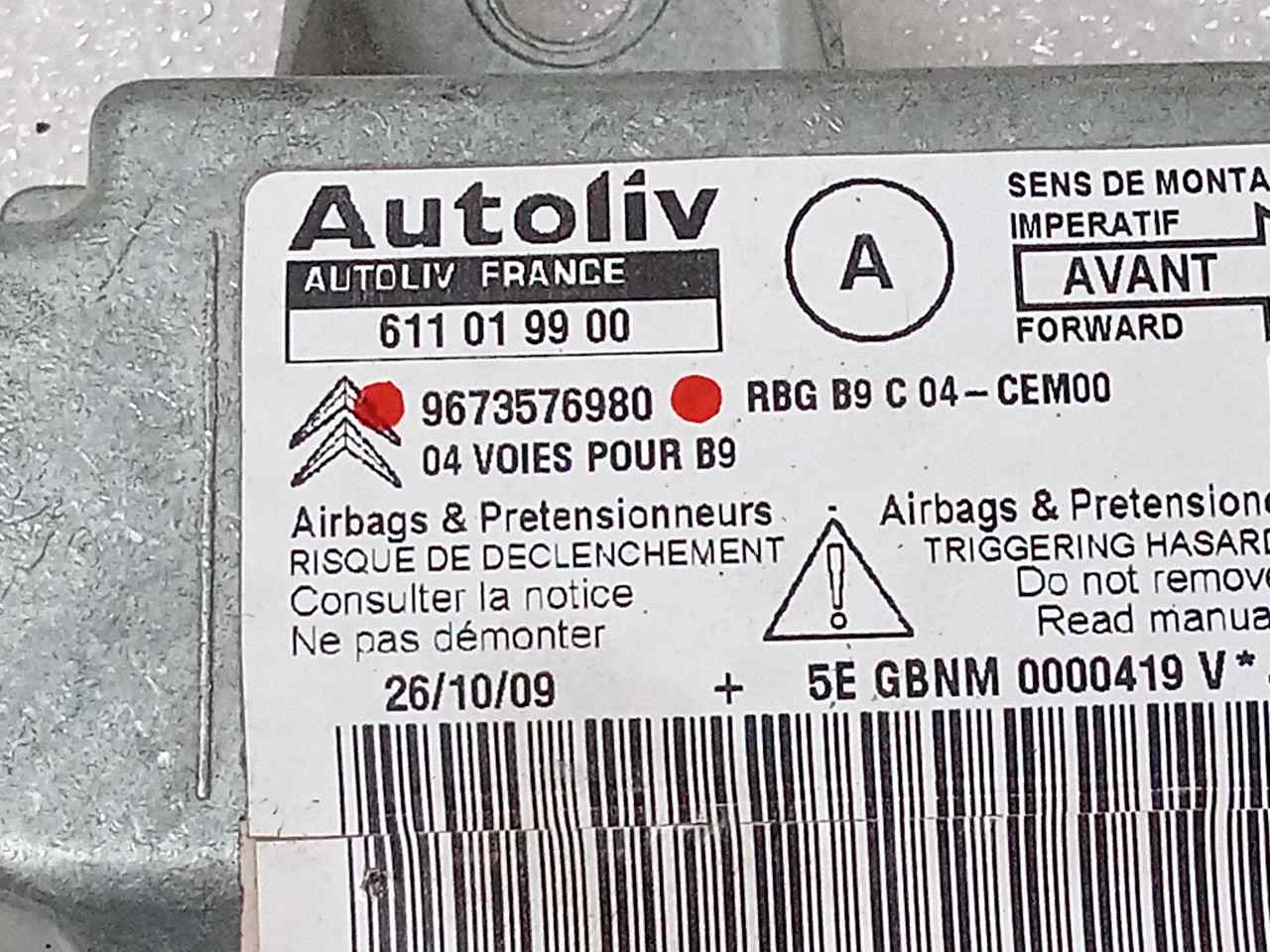 CITROËN Berlingo 2 generation (2008-2023) Unitate de control SRS 9673576980 25240382