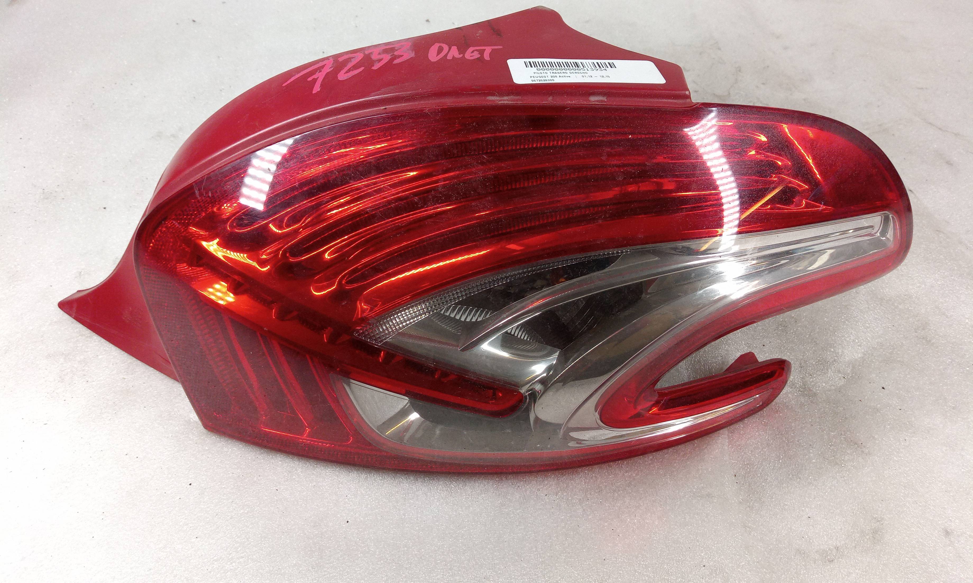 PEUGEOT 208 Peugeot 208 (2012-2015) Rear Right Taillight Lamp 9672628380 23803696