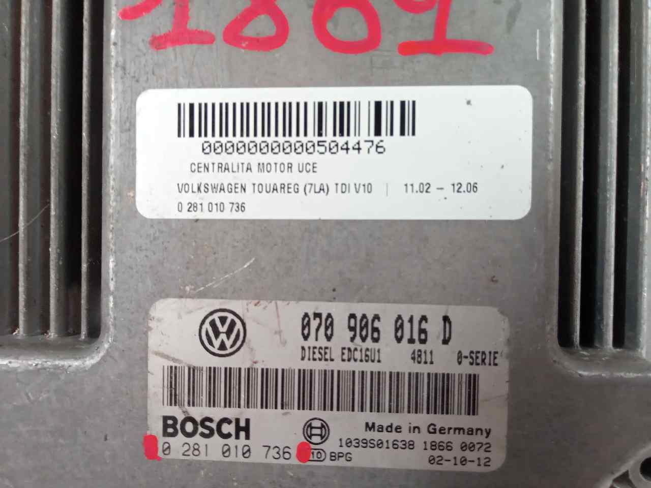 VOLKSWAGEN Touareg 1 generation (2002-2010) Unitate de control motor 0281010736 21006679