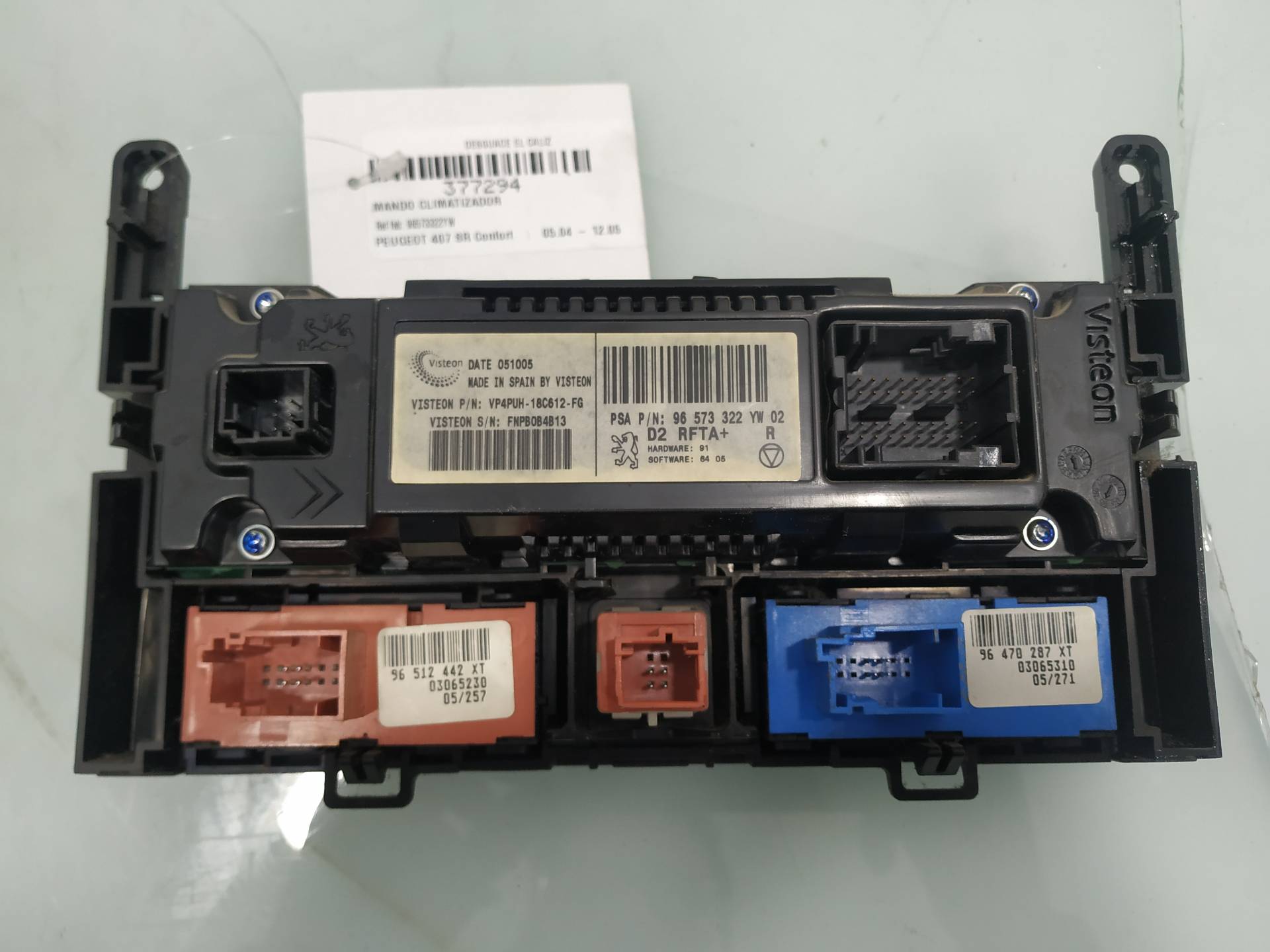 Mando del climatizador 9HY 96573322YW de Peugeot 407 (6d_) 2004-2010 con 245000 km - pieza usada