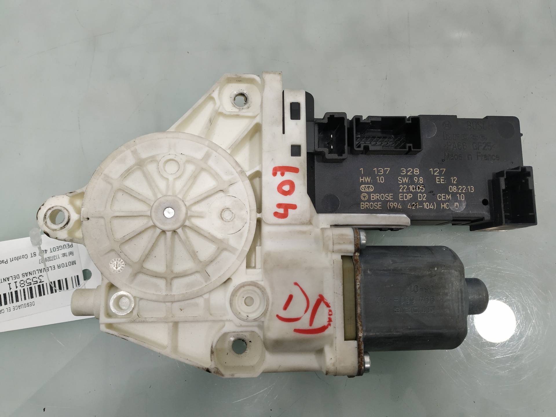 PEUGEOT 407 1 generation (2004-2010) Front Right Door Window Control Motor 1137328127 19029282