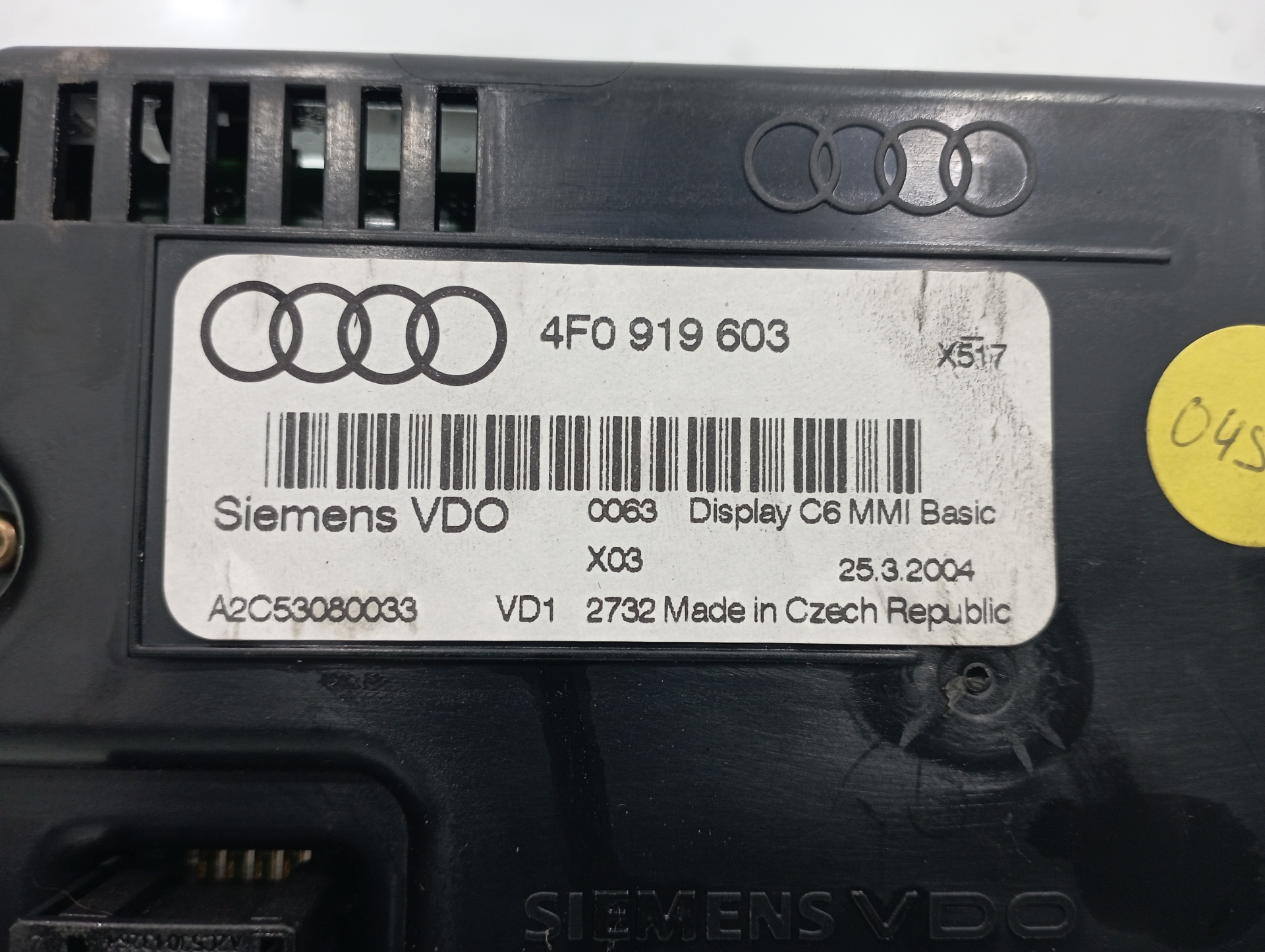 AUDI A6 C6/4F (2004-2011) Другие внутренние детали 4F0919603 19106671