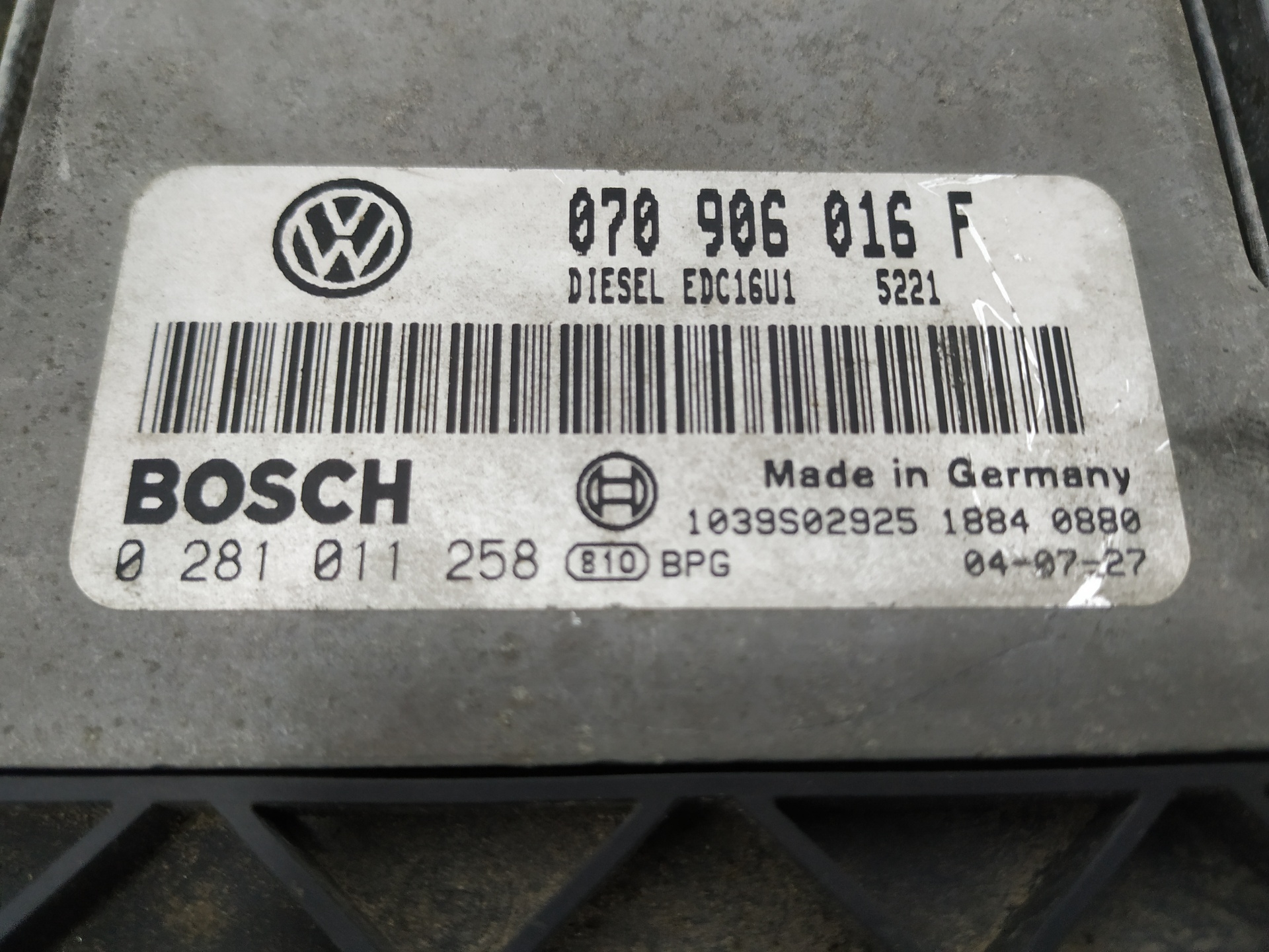 VOLKSWAGEN Touareg 1 generation (2002-2010) Engine Control Unit ECU 070906016F 25929859