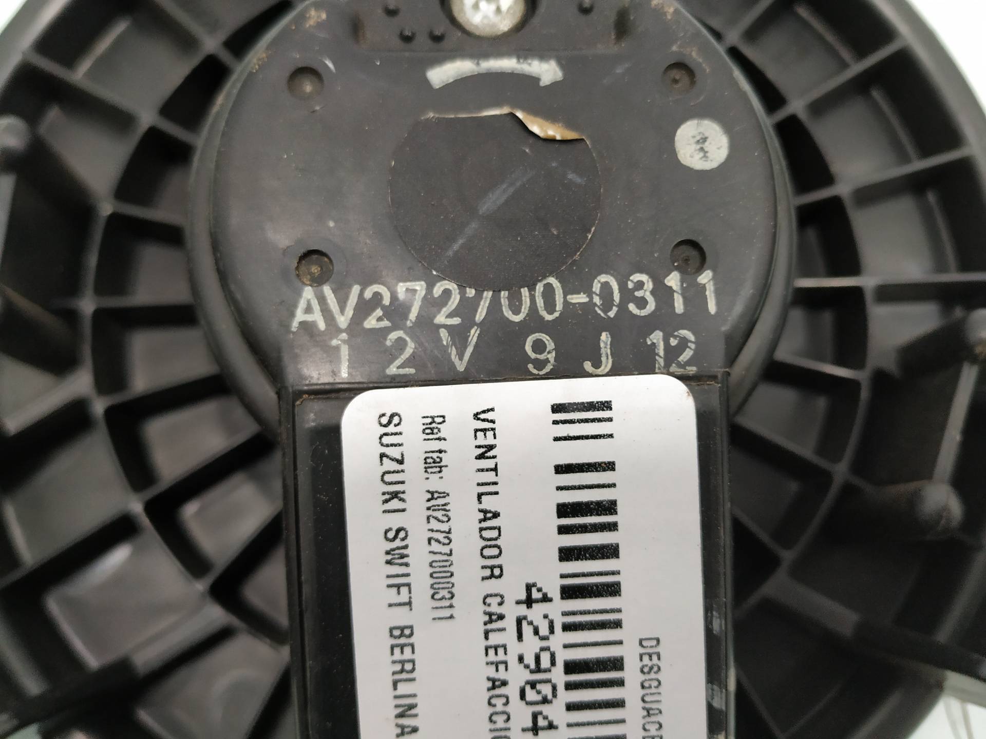 Ventilador calefacción M13A AV2727000311 de Suzuki Swift iii (mz, ez) 2005-2010 con 132261 km - pieza usada