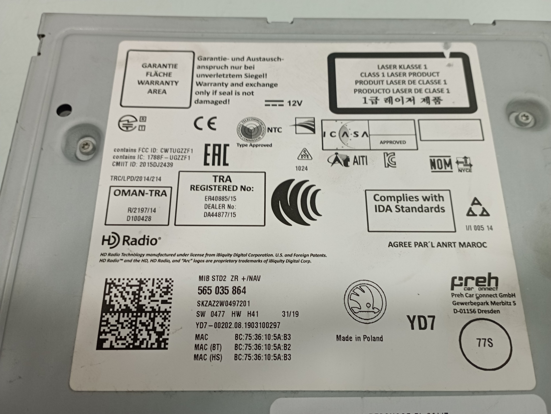 SKODA Karoq 1 generation (2017-2024) Lecteur de musique sans GPS 565035864 24915290