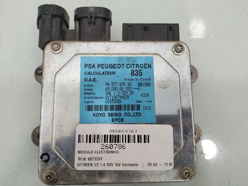 Módulo electronico 8HY 9653783580 de Citroen C3 2002-2005 con 102000 km