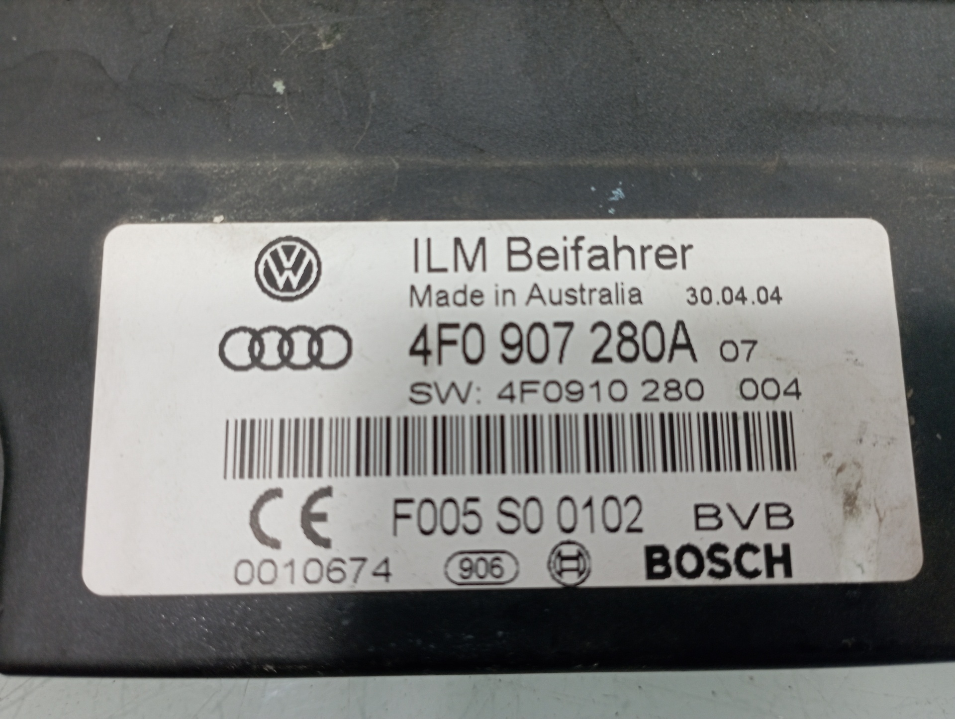 AUDI A6 C6/4F (2004-2011) Другие блоки управления 4F0907280A 19106170