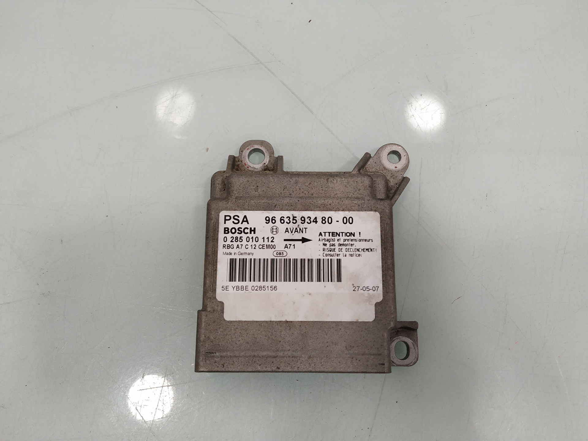 PEUGEOT 207 1 generation (2006-2009) SRS Control Unit 966359348000 21068802