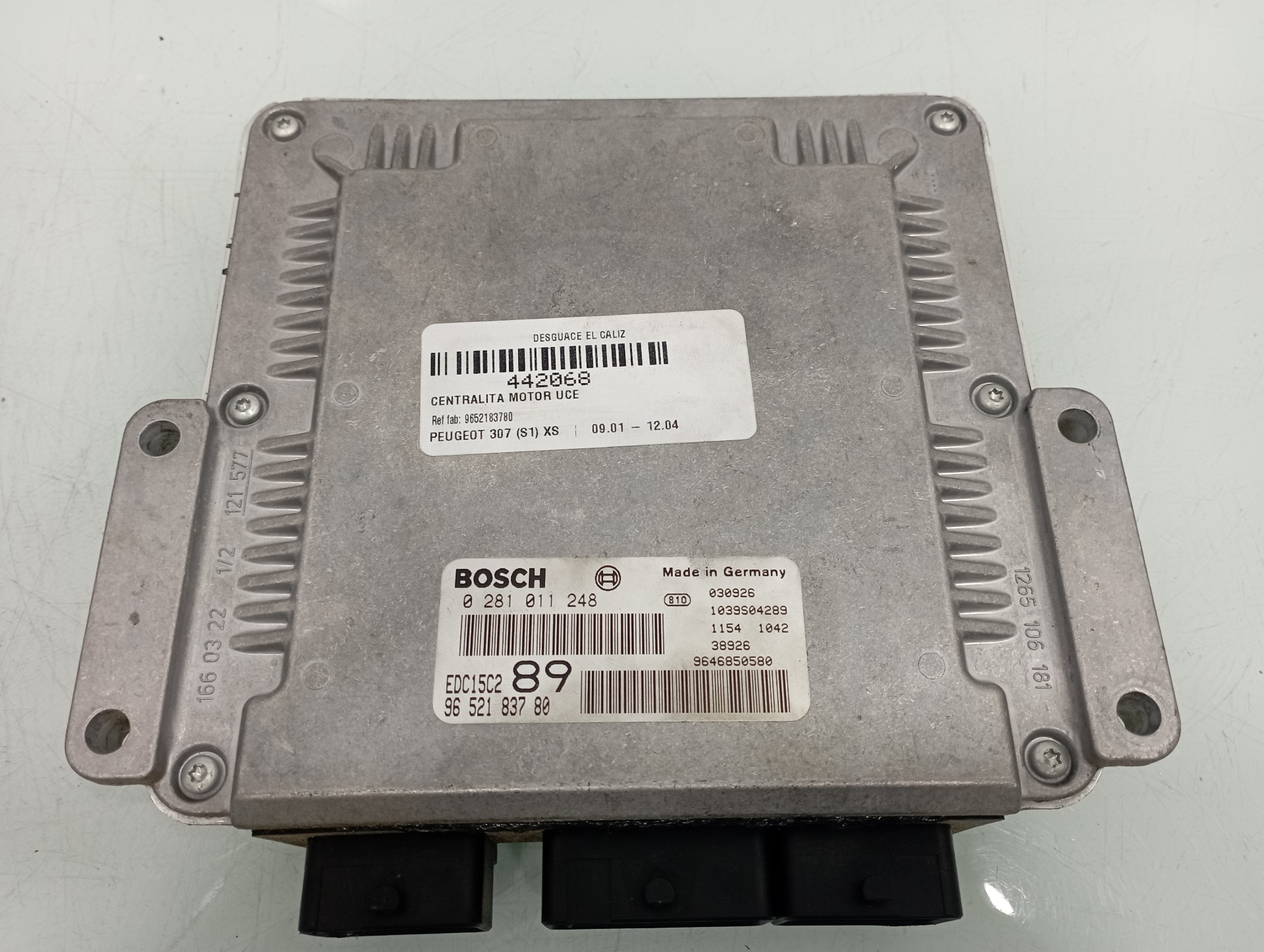 PEUGEOT 307 1 generation (2001-2008) Calculateur d'unité de commande du moteur 9652183780 19115498