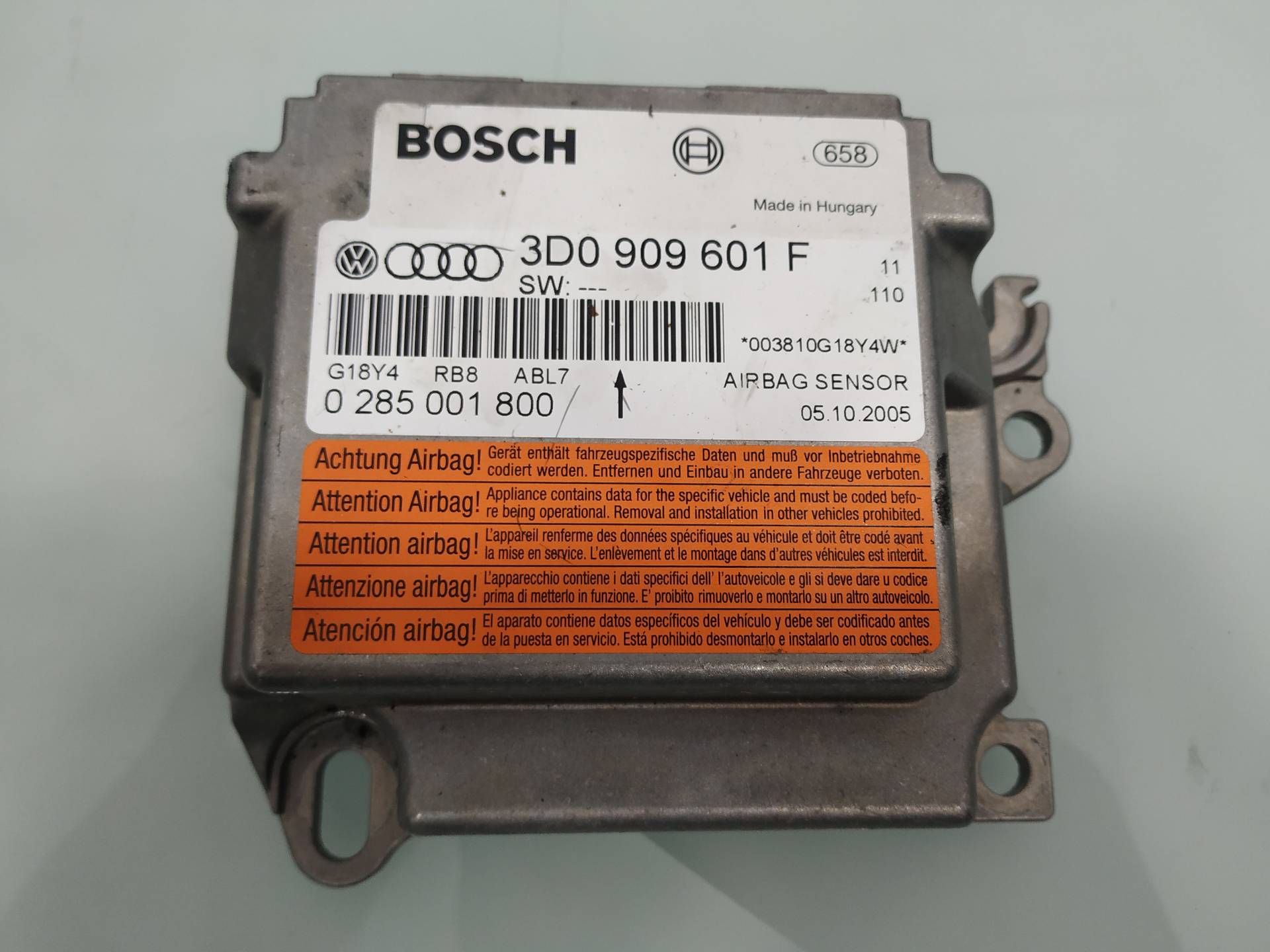 VOLKSWAGEN Touareg 1 generation (2002-2010) SRS Control Unit 3D0909601F 19016952