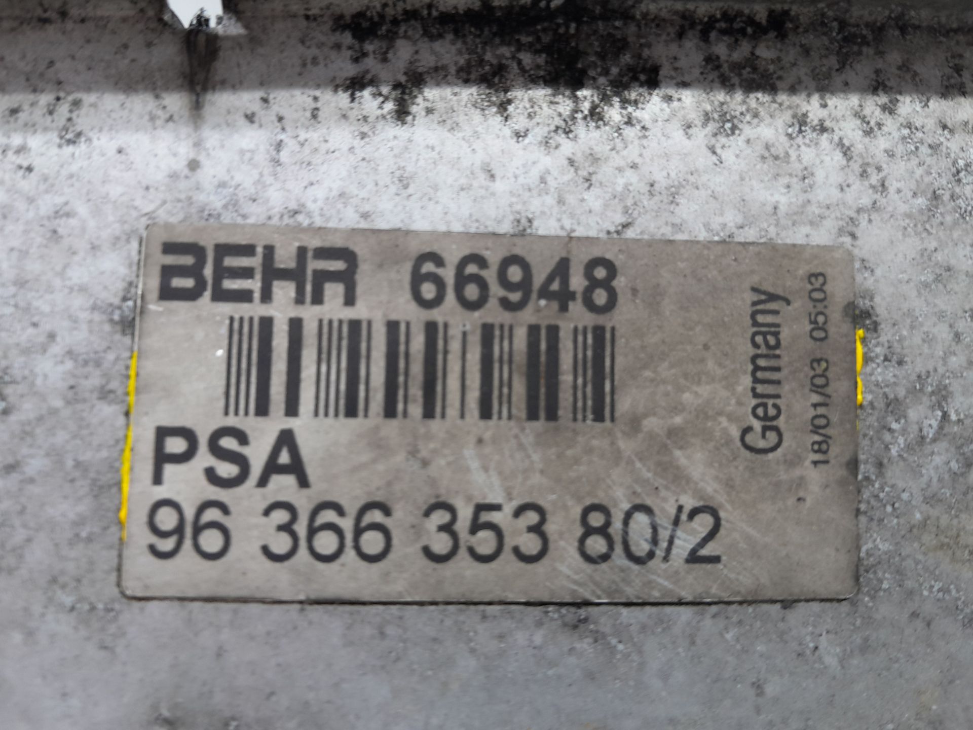 Intercooler RHS 9636635380 de Peugeot 307 (3a/c) 2004-2009 - pieza usada