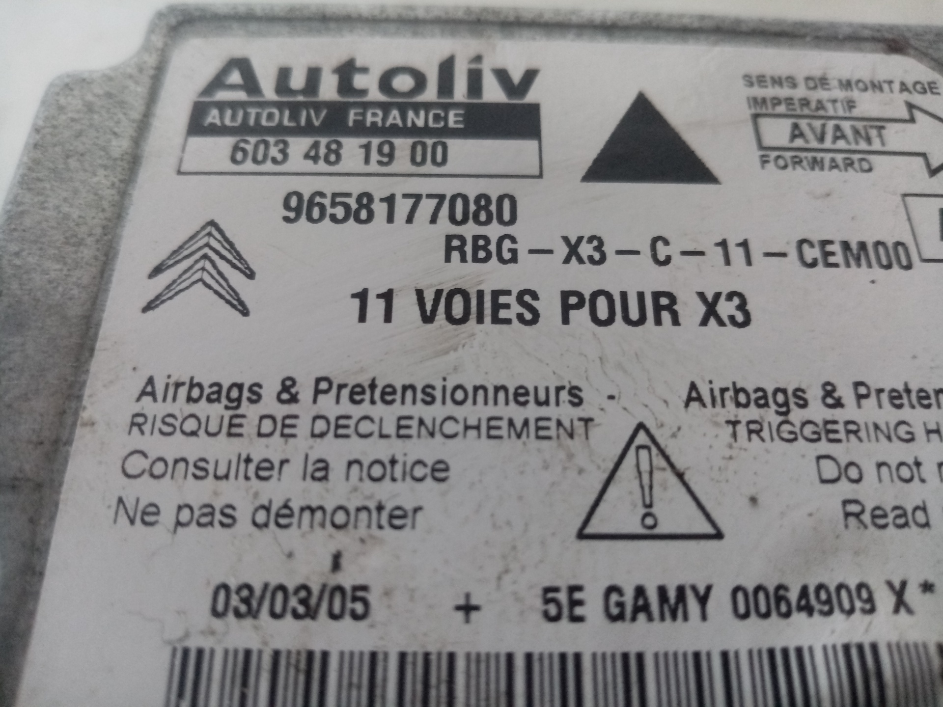 CITROËN Блок SRS 9658177080,9658177080,9658177080,9658177080+9658177080 23644788