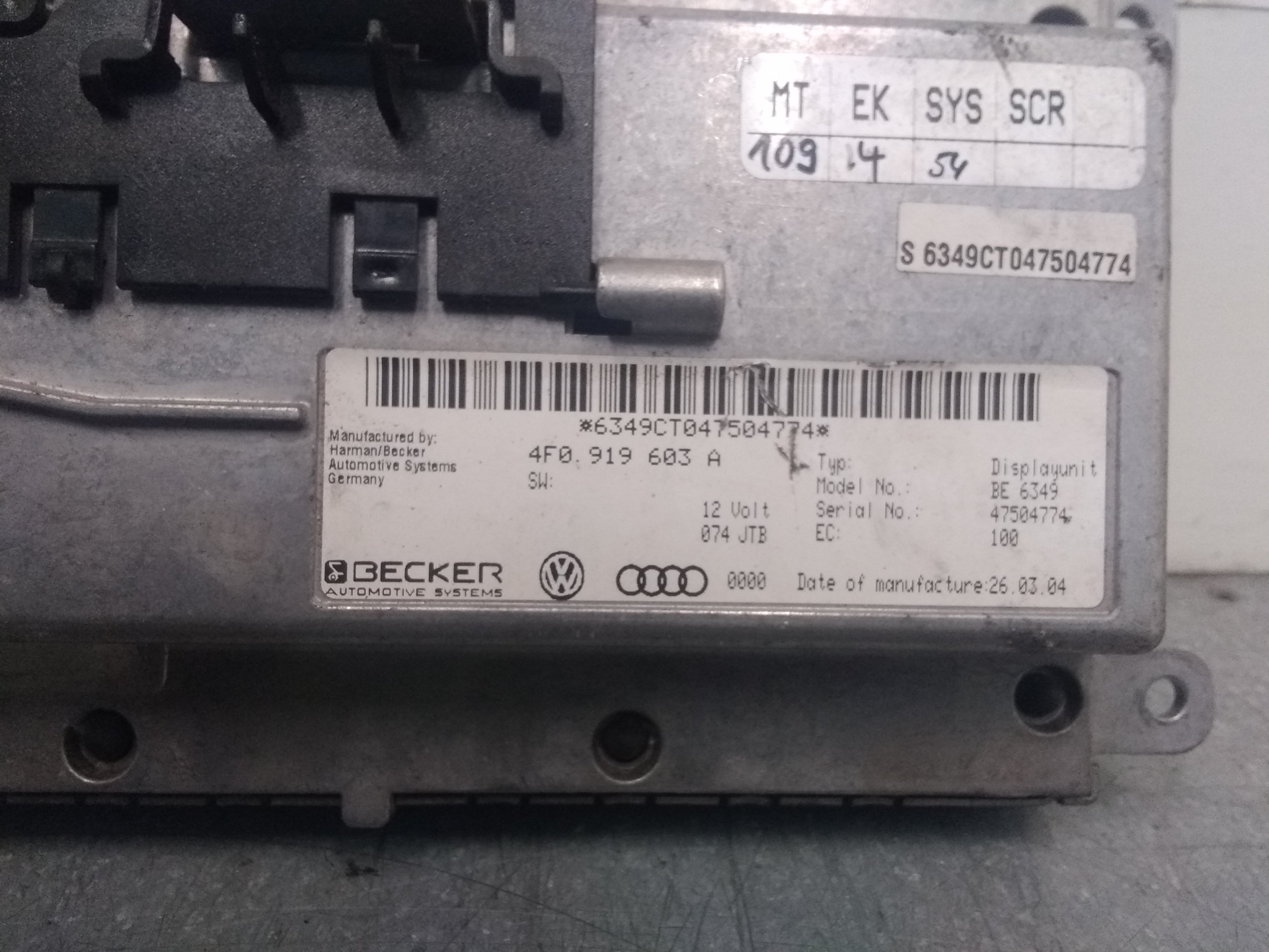 AUDI A6 C6/4F (2004-2011) Andre interiørdeler 4F0919603A+ 22822674