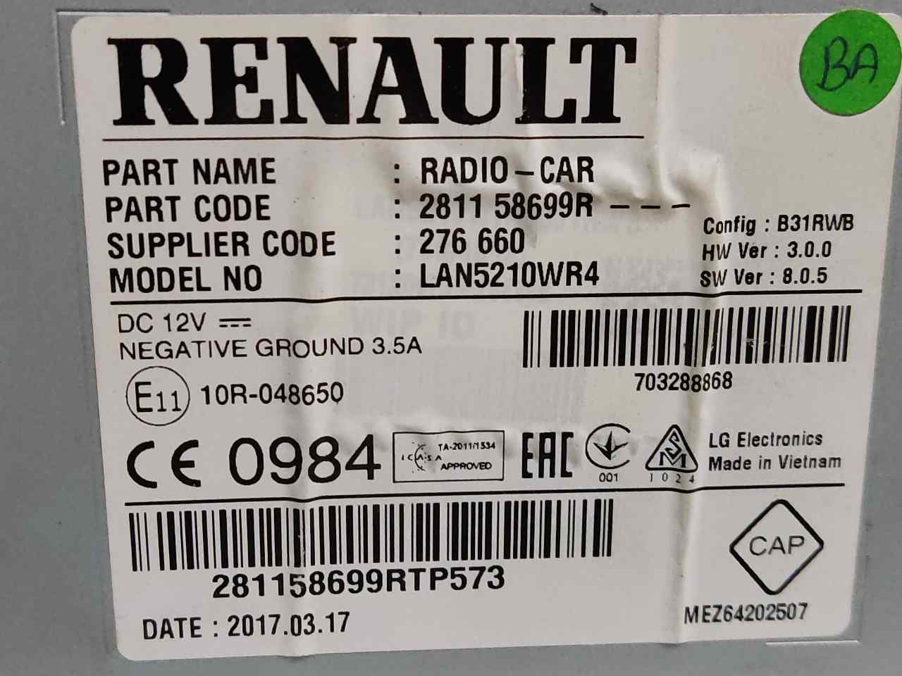 RENAULT Clio 4 generation (2012-2020) Musikspelare utan GPS 281158699R 25368433