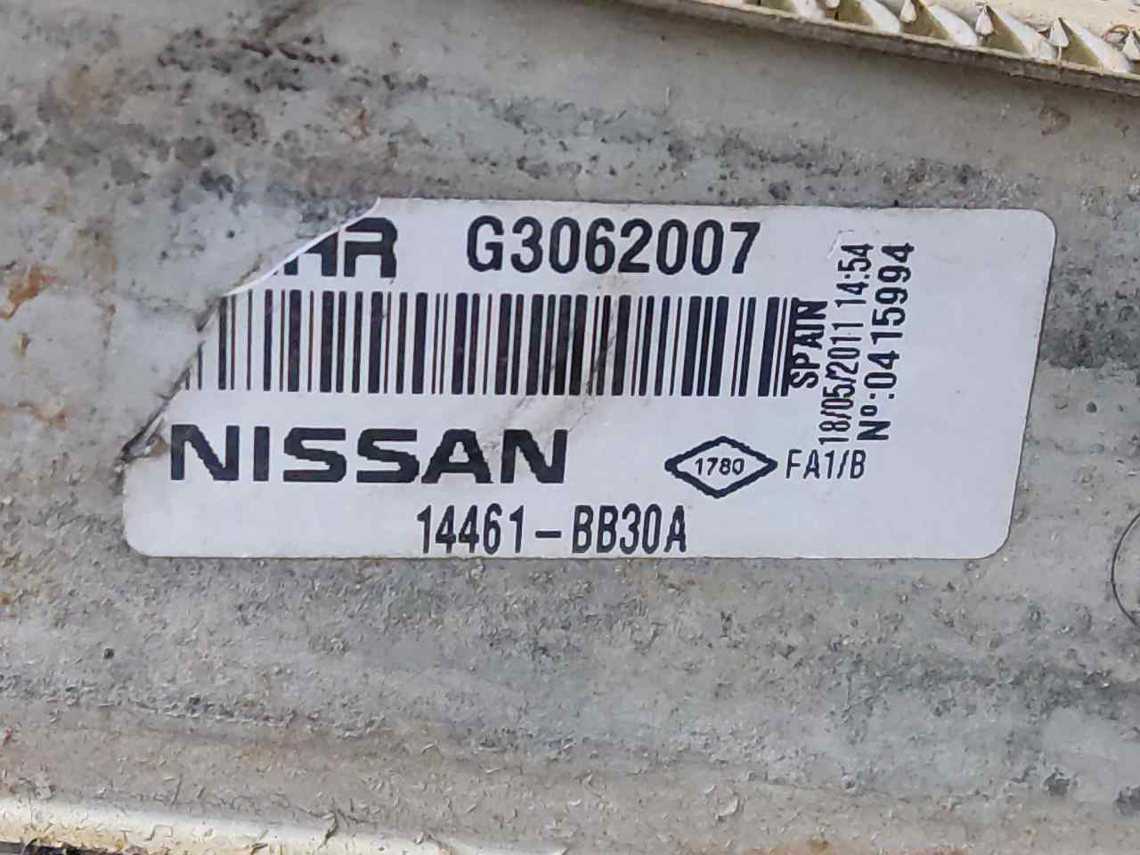 NISSAN Qashqai 1 generation (2007-2014) Intercooler Radiator 14461BB30A 24902943
