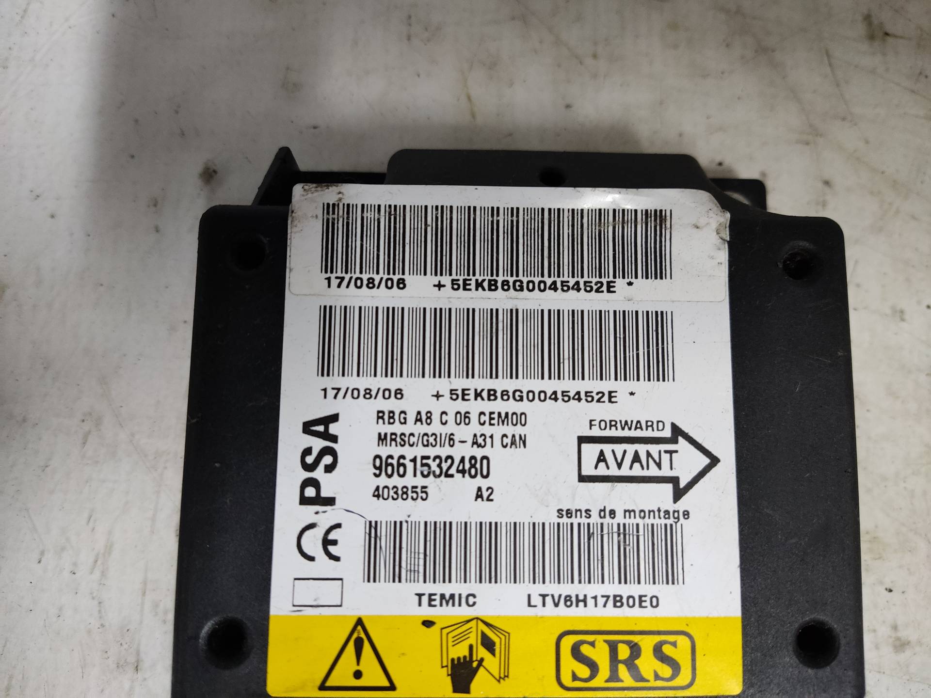 CITROËN C3 1 generation (2002-2010) SRS Control Unit ESTANTERÍA42 24894137