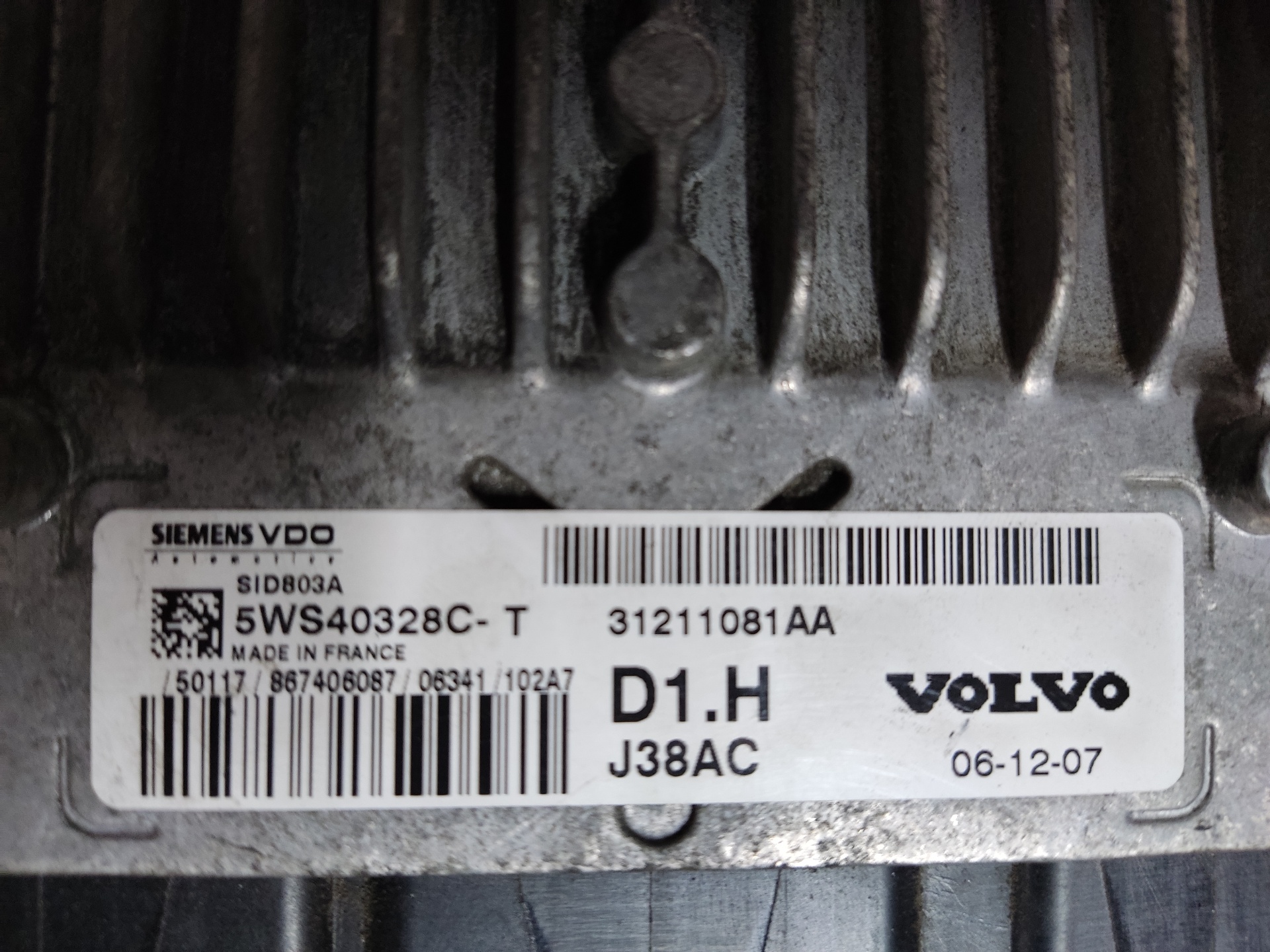 VOLVO C30 1 generation (2006-2013) Engine Control Unit ECU 5WS40328CT 24895285