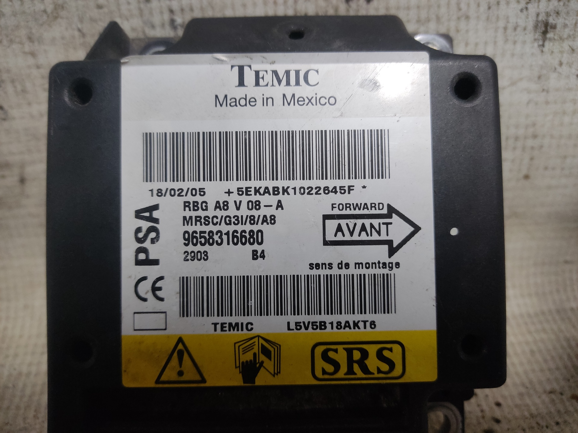 CITROËN C3 1 generation (2002-2010) SRS Control Unit 9658316680 24920908