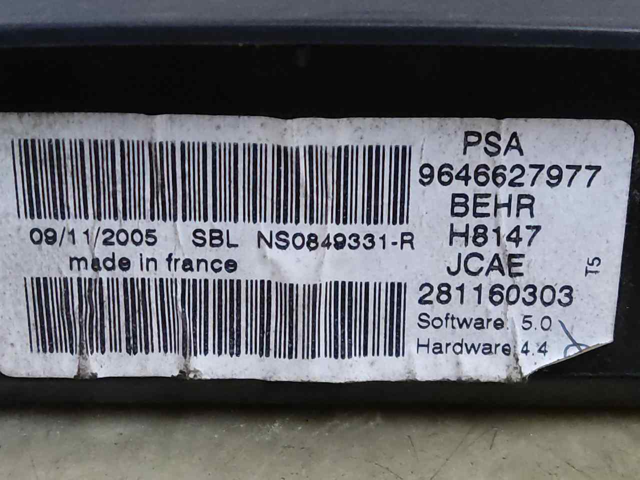 PEUGEOT 307 1 generation (2001-2008) Unité de climatisation 9646627977 24900222