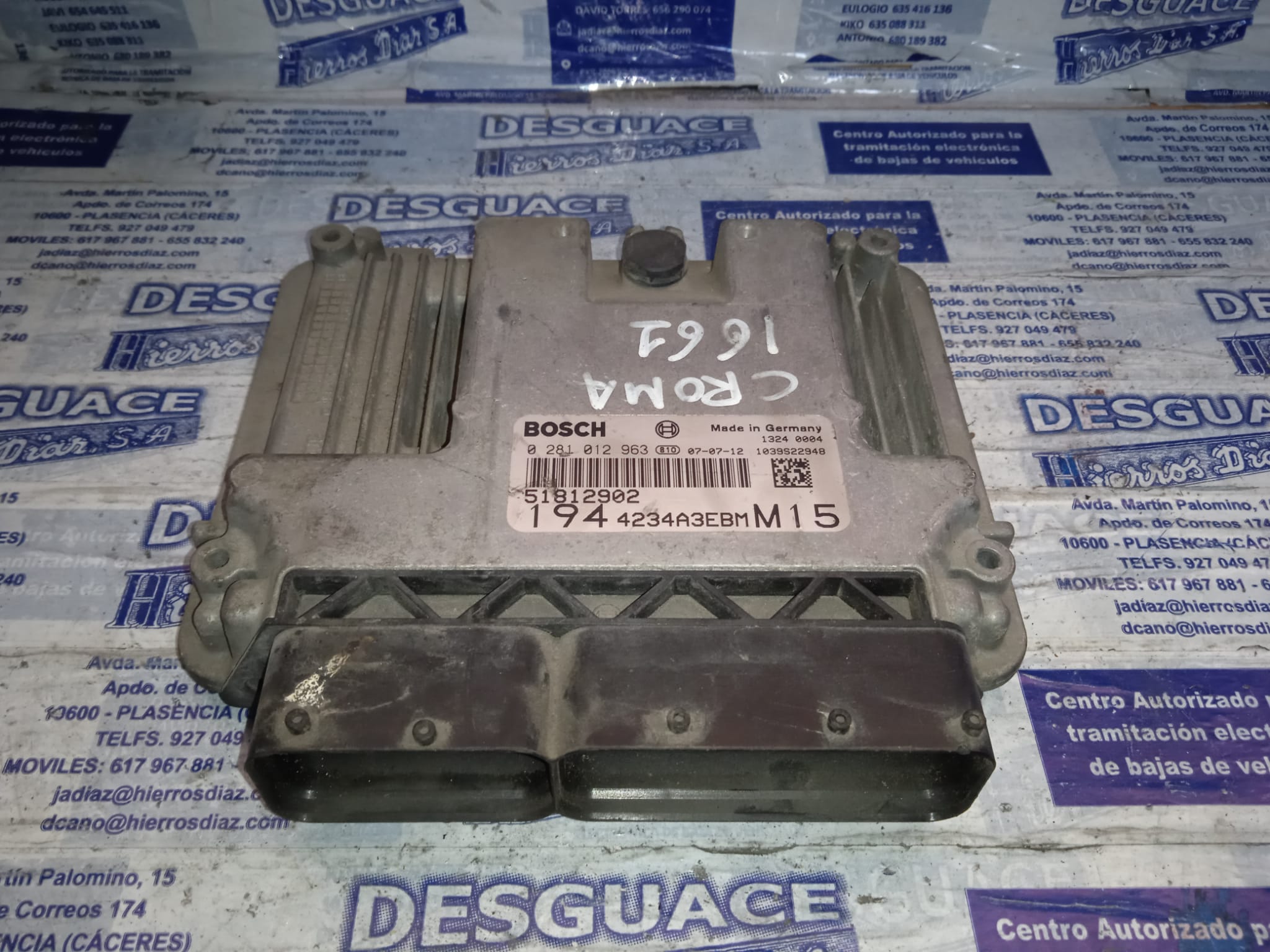 FIAT Croma 194 (2005-2011) Motorkontrollenhet ECU 0281012963 24890625