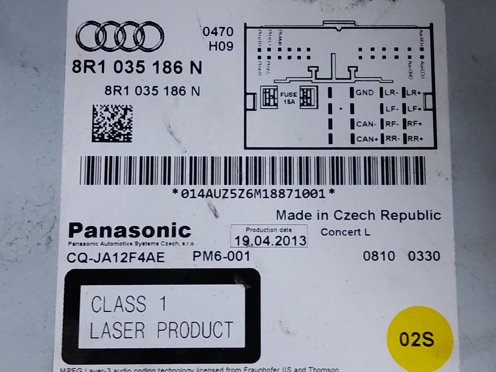 AUDI A4 B8/8K (2011-2016) Автомагнитола без навигации 8R1035186N 24899235