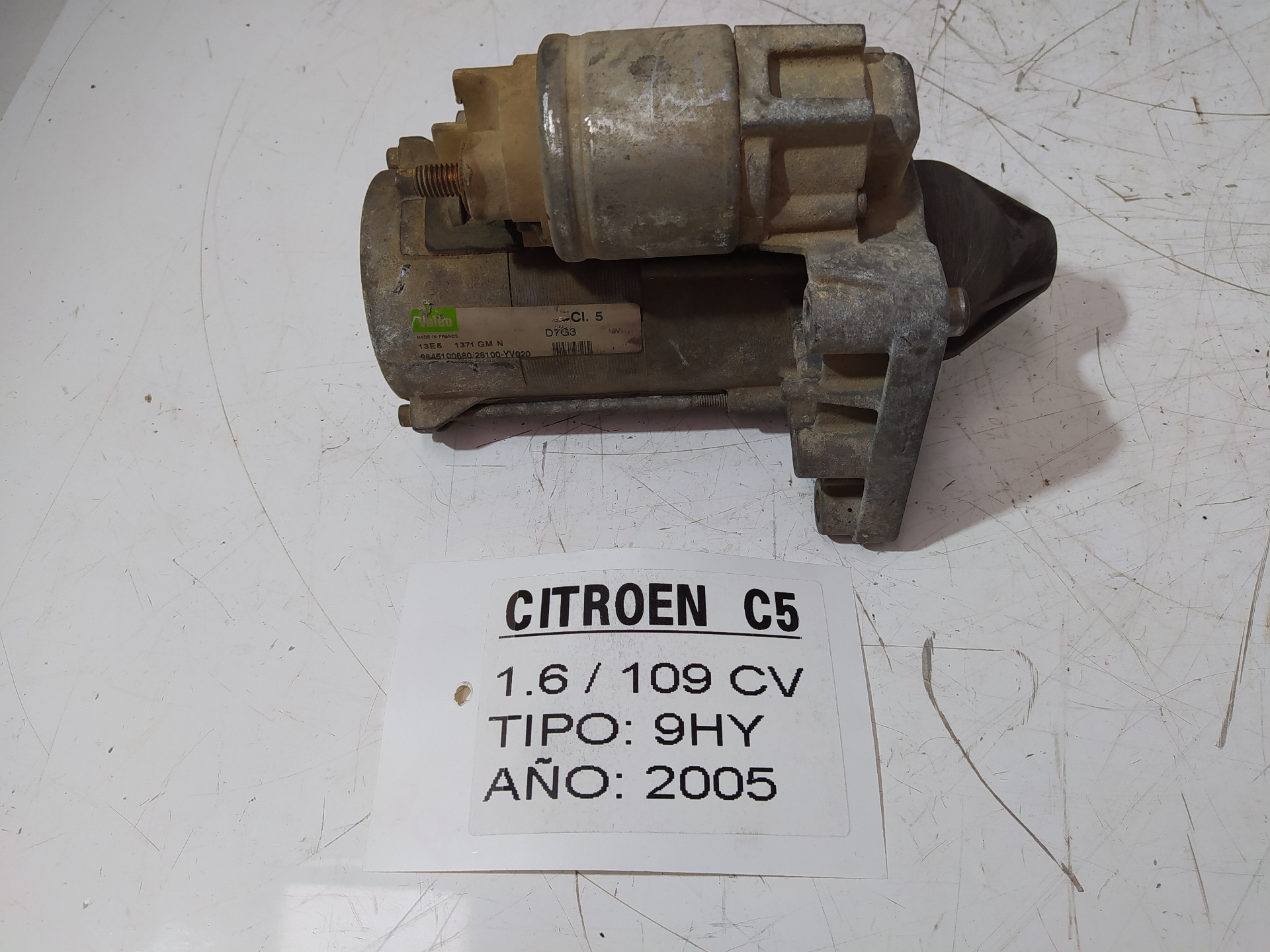 CITROËN C5 1 generation (2001-2008) Startmotor 9645100680,28100YV020,D7G3 18954226