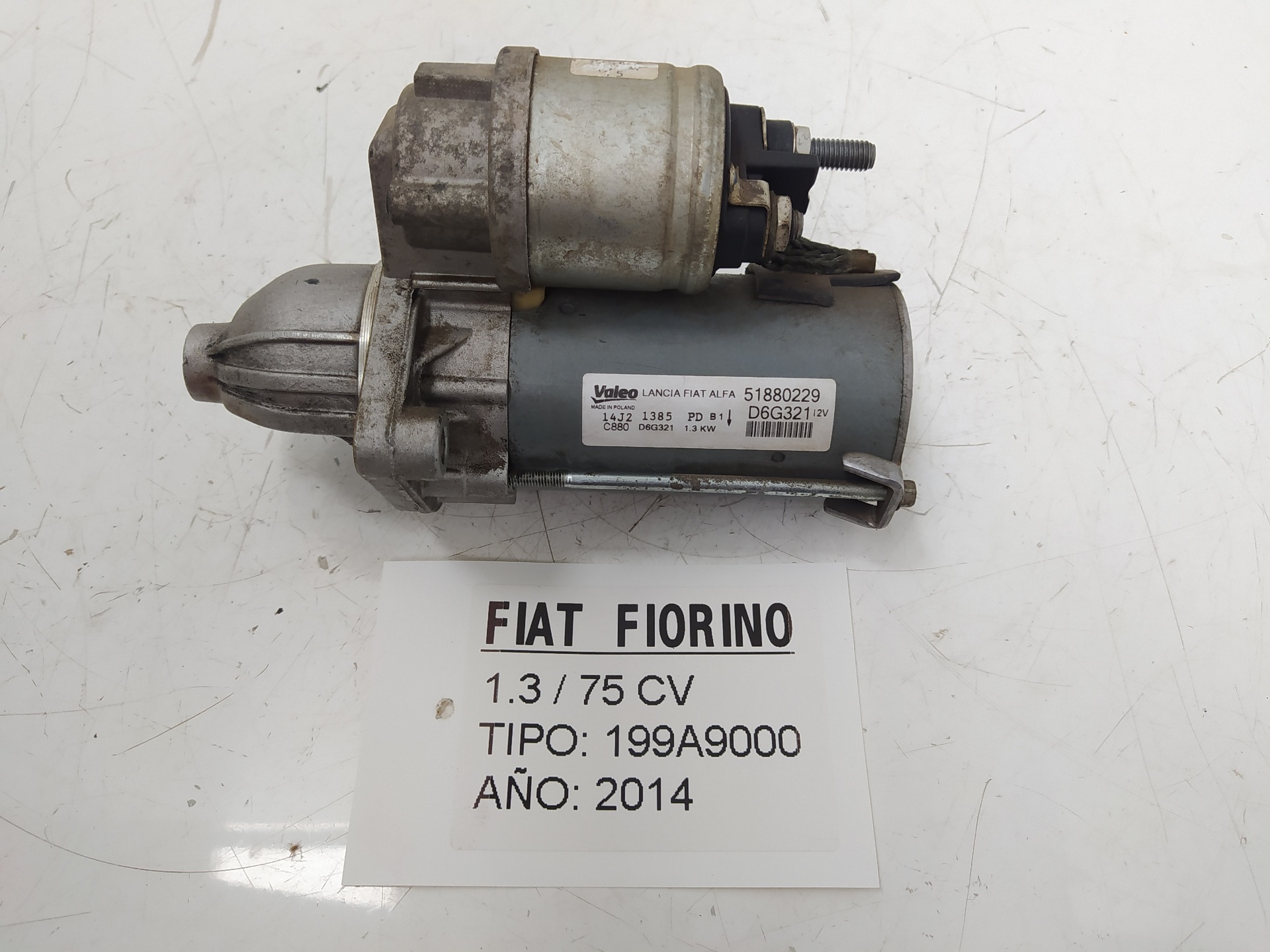 FIAT Fiorino 3 generation (2008-2023) Starteris 51880229, D6G321, VALEO 22886722