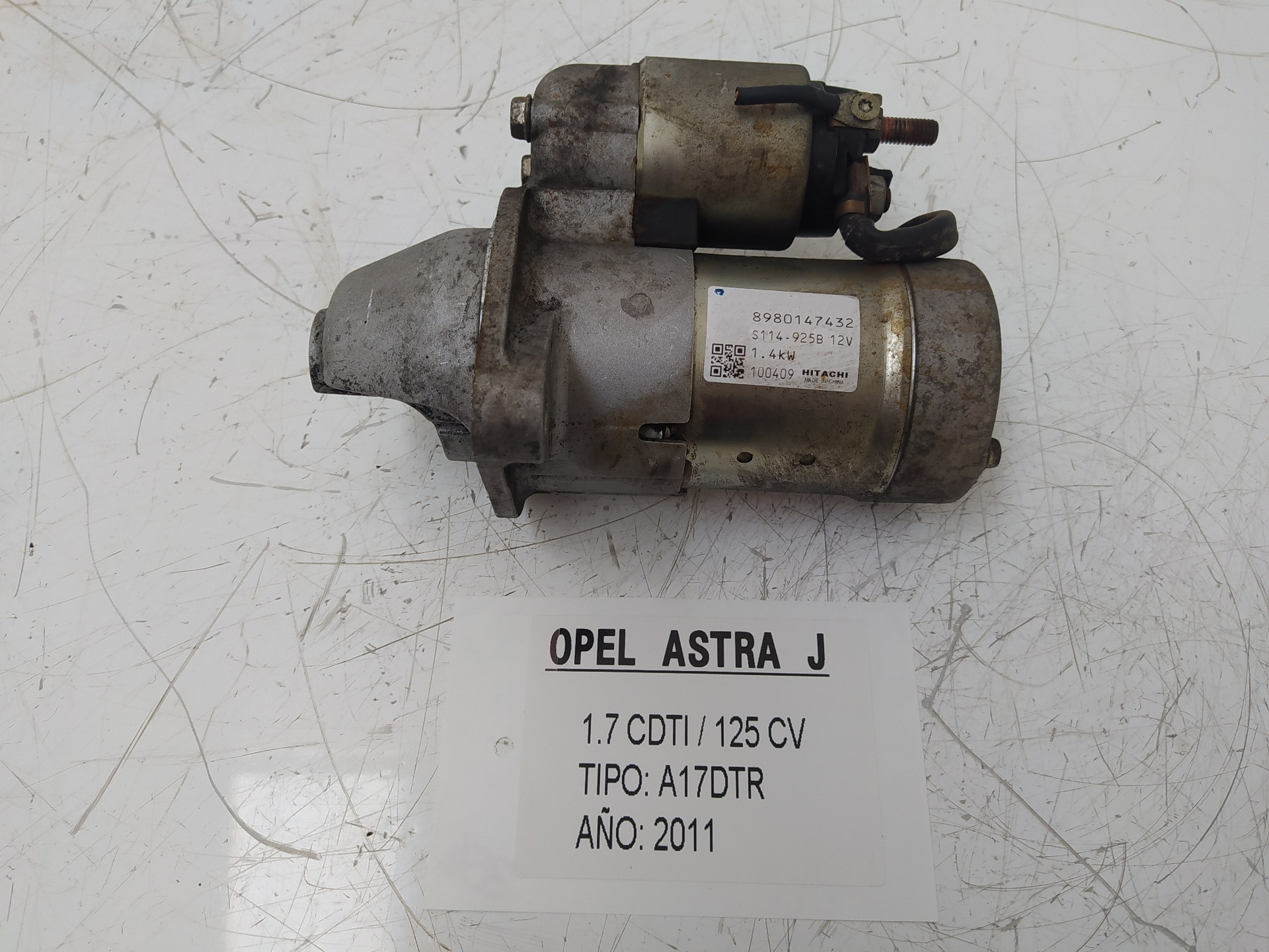 OPEL Astra J (2009-2020) Стартер 8980147432, S114925B, HITACHI 22878369