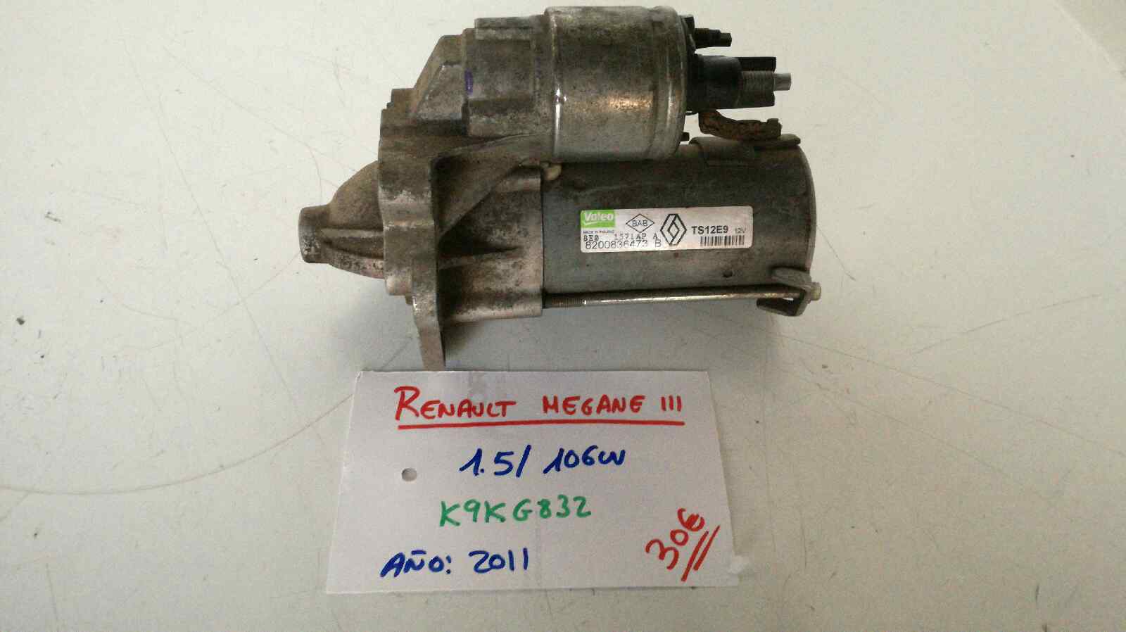 RENAULT Megane 3 generation (2008-2020) Starter Motor 8200836473B, VALEO 18914980