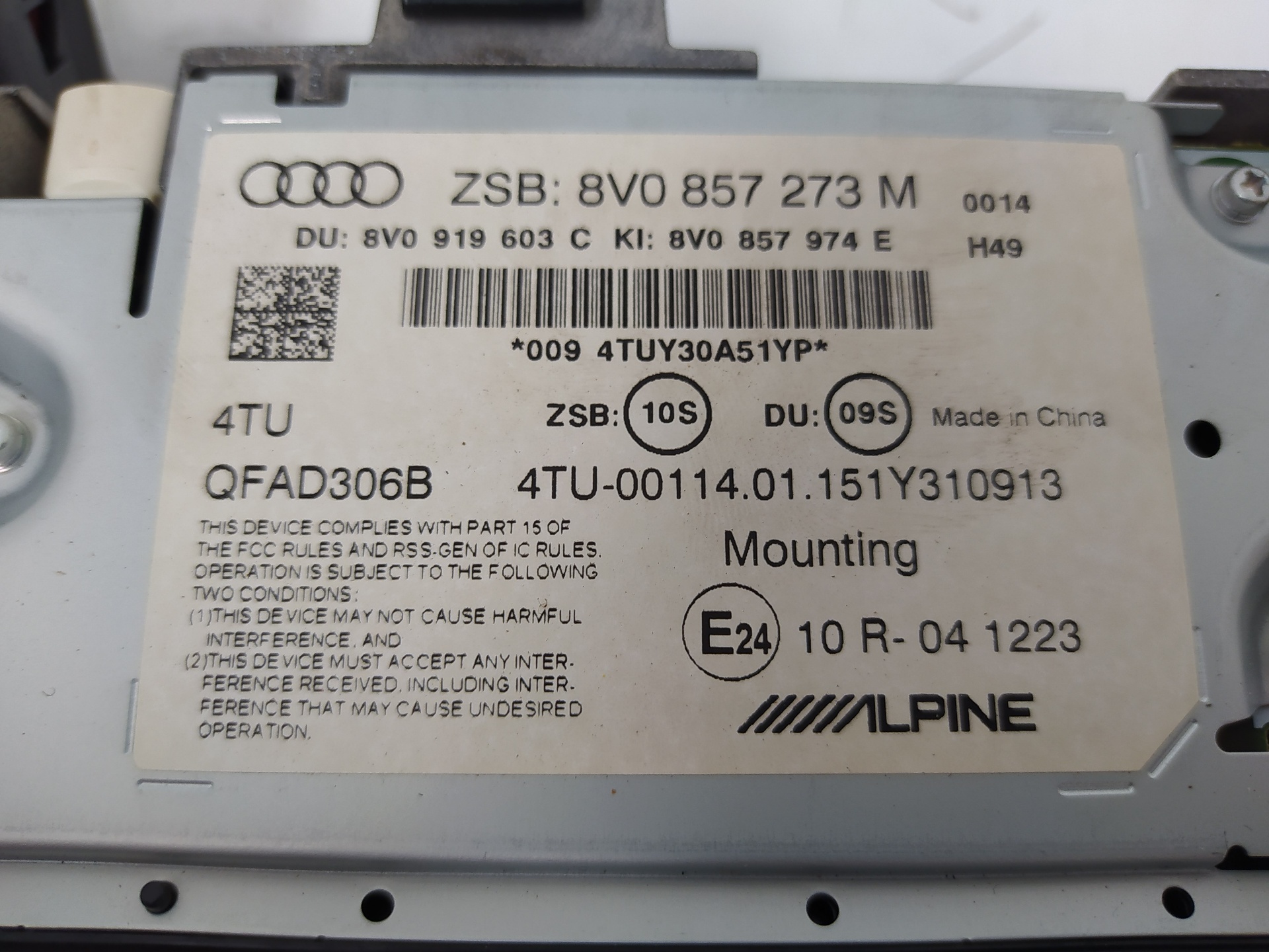 AUDI A3 8V (2012-2020) Другие внутренние детали 8V0857273M, 8V0919603C 19009203