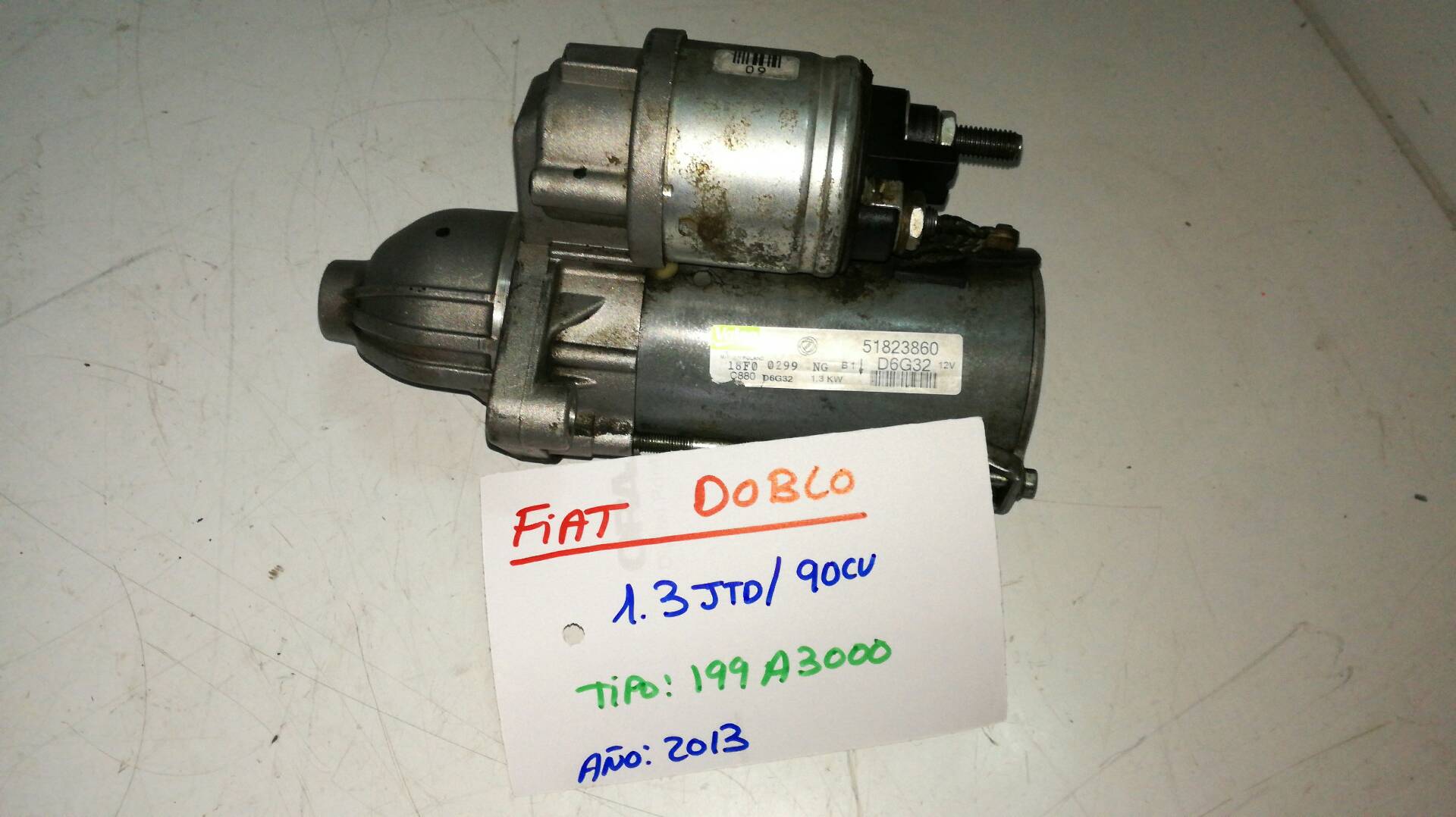 FIAT Starteris 51823860, VALEO, D6G32 18946210