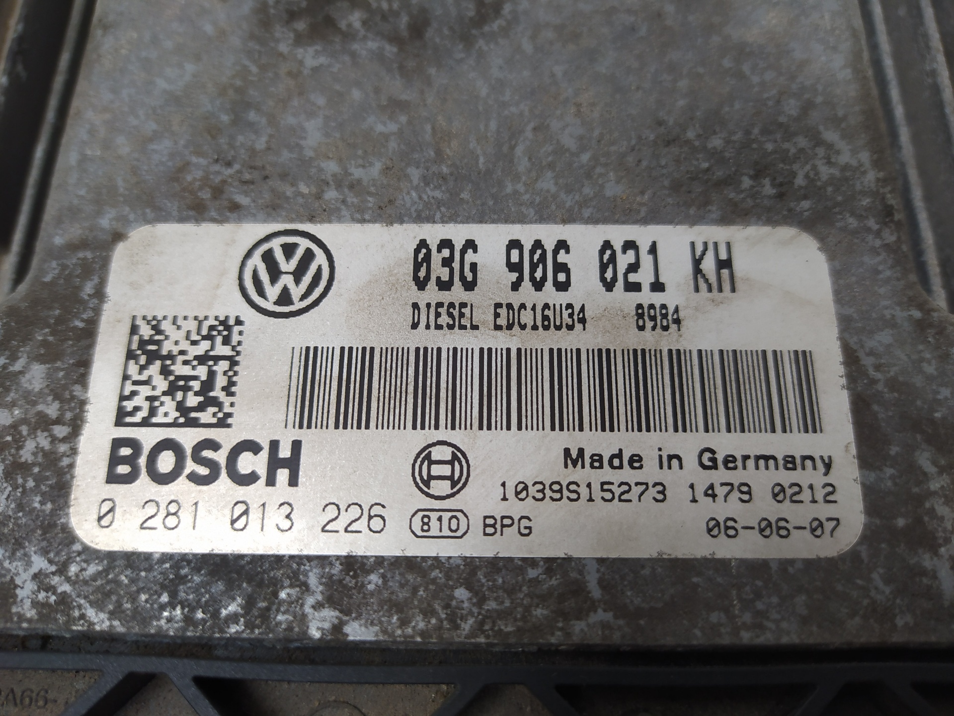 VOLKSWAGEN Golf 5 generation (2003-2009) Motorkontrollenhet ECU 03G906021, 0281013226 22887105