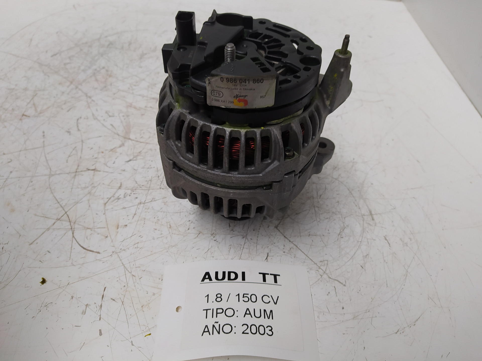 AUDI TT 8N (1998-2006) Alternator 0986041860, 0986XA1299 22887305