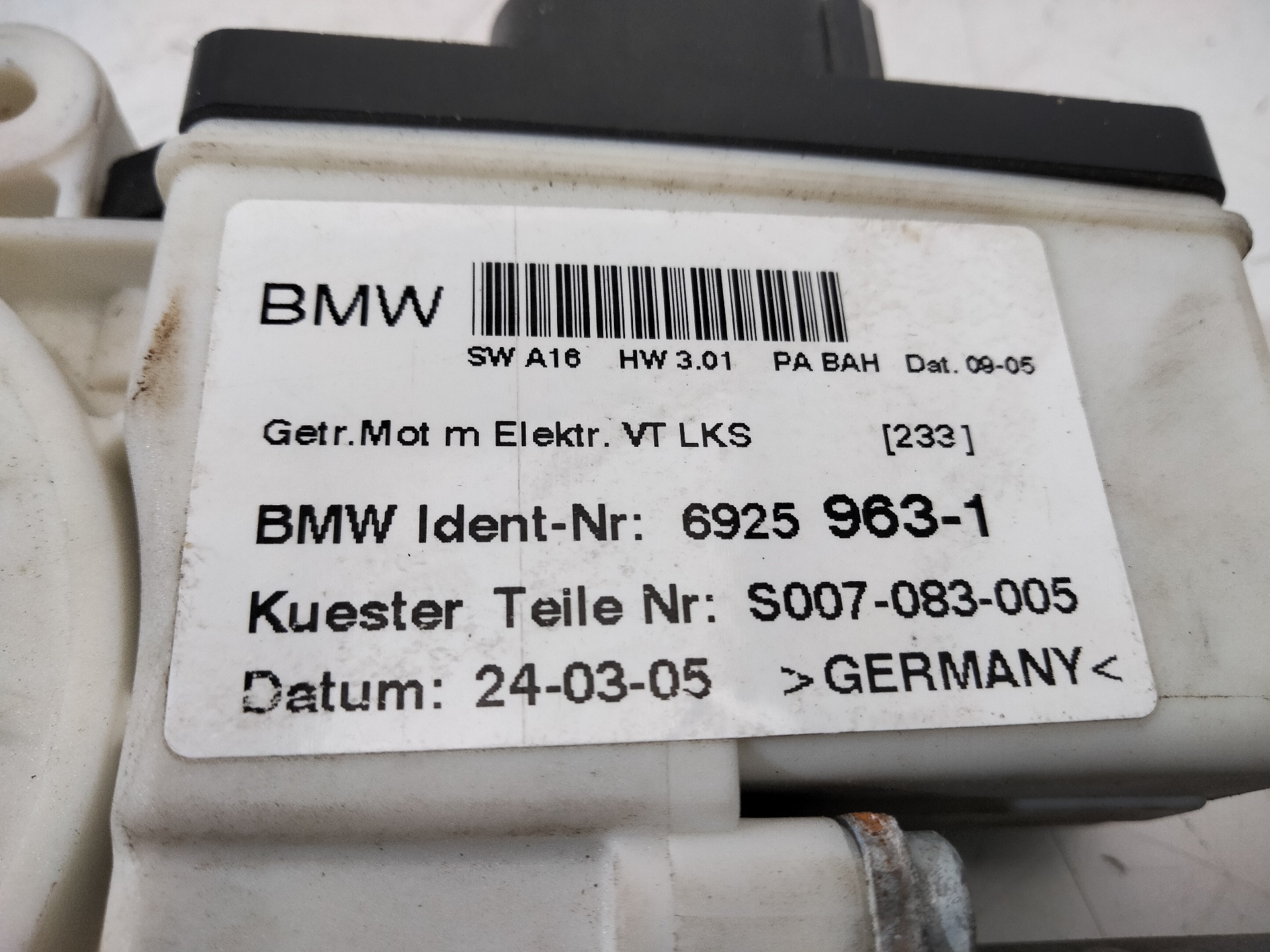 LANCIA X3 E83 (2003-2010) Vänster framdörr Fönsterregulatormotor 69259631 18969743