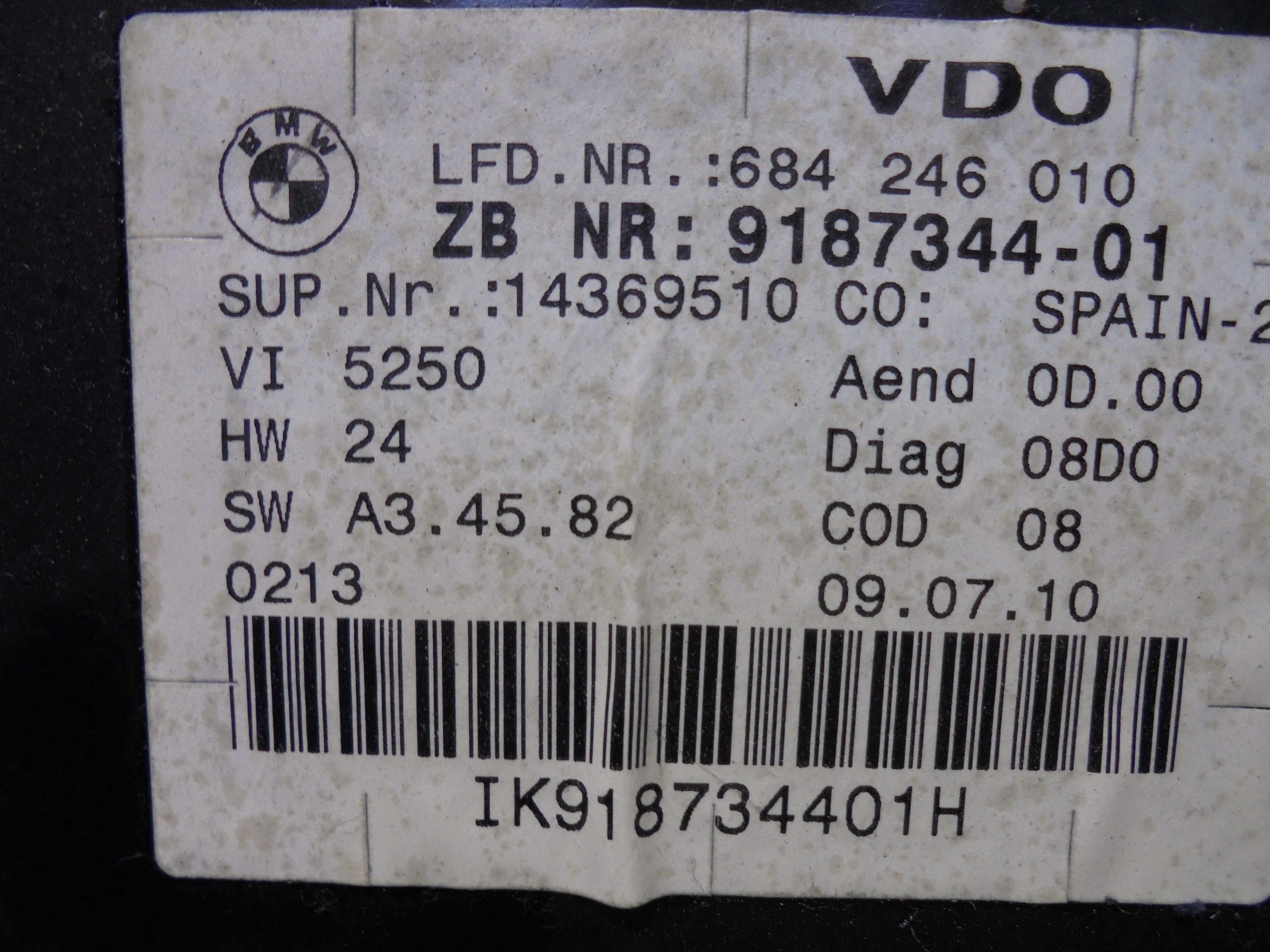 BMW 3 Series E90/E91/E92/E93 (2004-2013) Compteur de vitesse 918734401 25061712