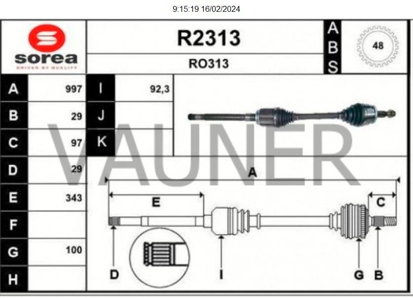 LAND ROVER Range Rover Sport 1 generation (2005-2013) Полуось передняя правая LR025872 18405513