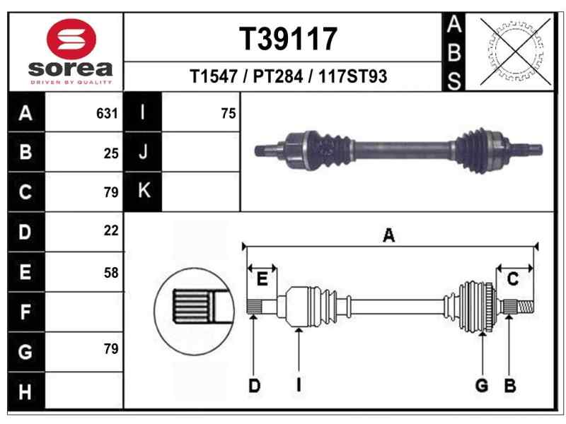 CITROËN C4 1 generation (2004-2011) Front Left Driveshaft 9636786780 18503760