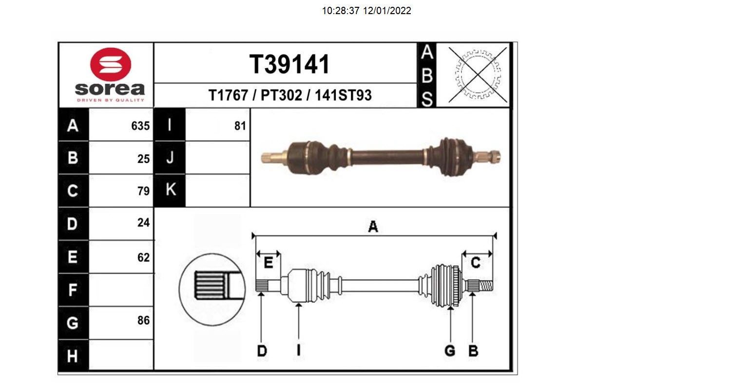 PEUGEOT 208 Peugeot 208 (2012-2015) Arbre de transmission avant gauche 9656135280 18775277