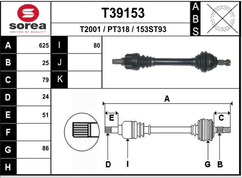 CITROËN DS4 1 generation (2010-2016) Front Left Driveshaft 9684135380 22804776