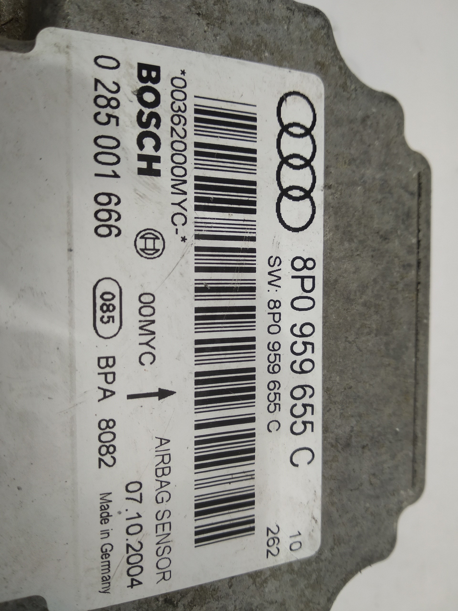 AUDI A3 8P (2003-2013) SRS kontrollenhet 0285001666, 0285001666, 0285001666 24514061