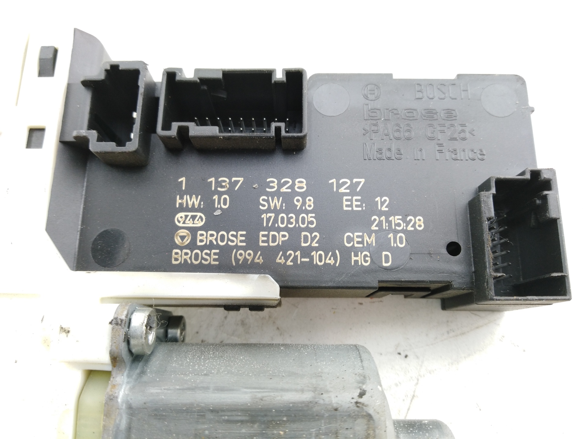 RENAULT 407 1 generation (2004-2010) Front Right Door Window Control Motor 1137328127, 1137328127, 1137328127 24667584